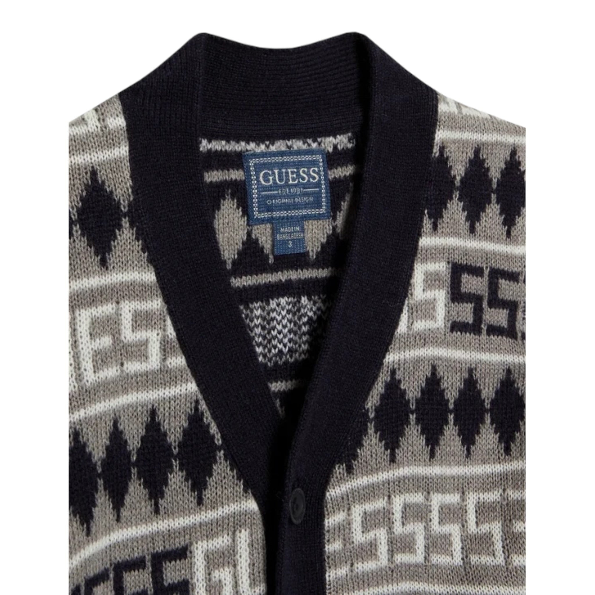Guess Cardigan Bicolore con Loghi Bianco per Neonato N5BR06Z2BB0X BIANCO GUESS 