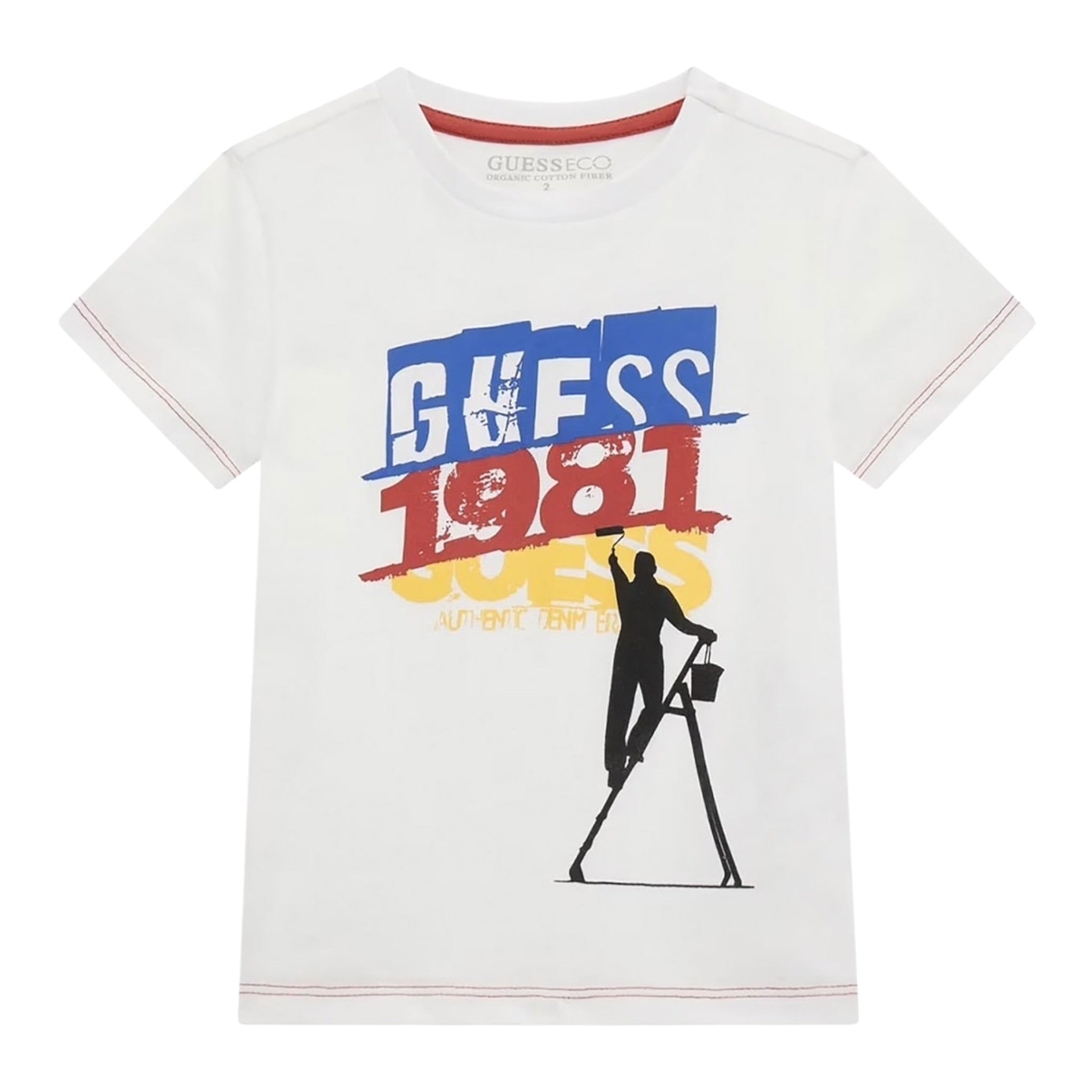 Guess T-Shirt tinta unita con Stampa Bianco per Bambino N5RI02K8HM4 BIANCO GUESS 