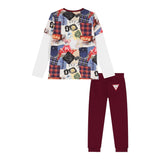 Guess Completo 2Pz Shirt-Pantalone Bordeaux per Bambino N5YG00K8HM4XX BORDEAUX GUESS 