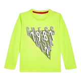 Guess Shirt tinta unita Girocollo con Stampa Verde Acido per Neonato N5YI03K8HM4 VERDE ACIDO GUESS 
