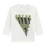 Guess Shirt tinta unita Girocollo con Stampa Bianco per Neonato N5YI03K8HM4X BIANCO GUESS 