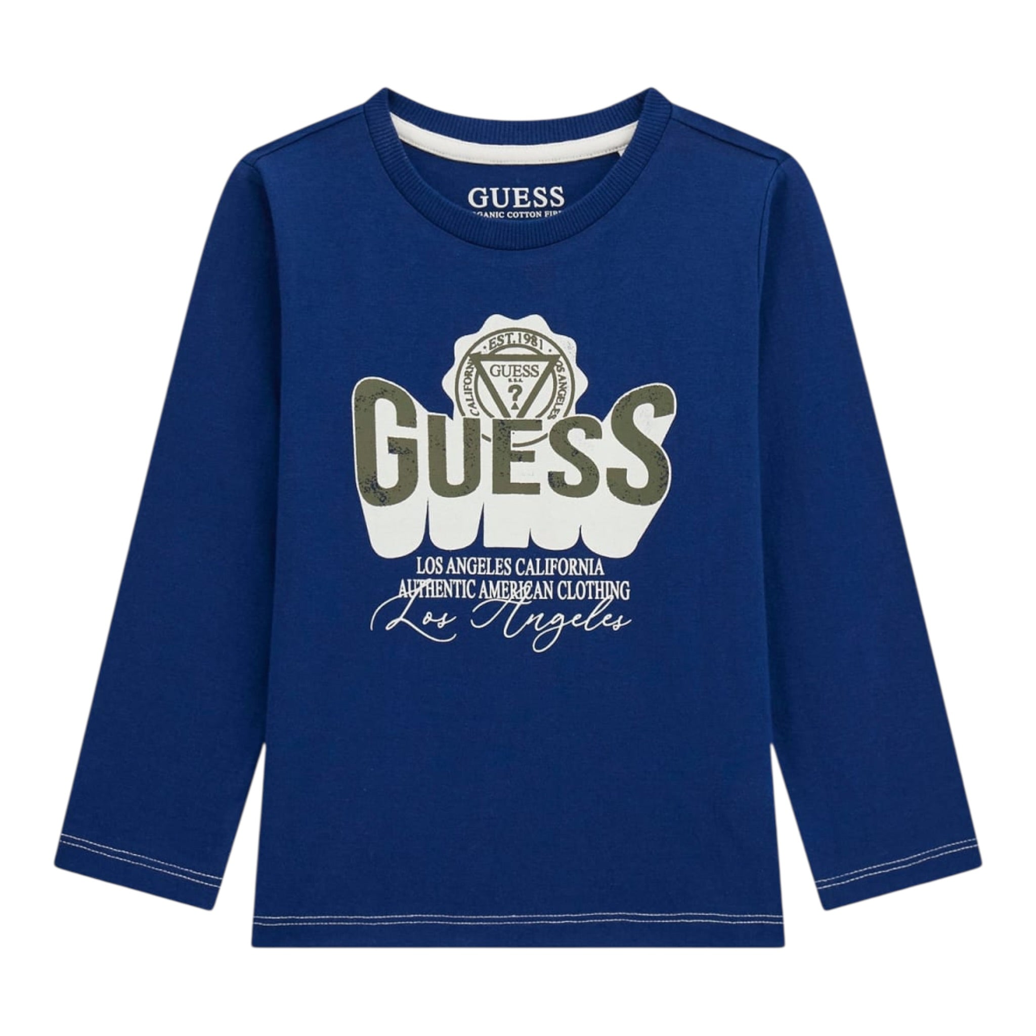 Guess Shirt tinta unita con Stampa Blu per Bambino N5YI13K8HM0XX BLU GUESS 