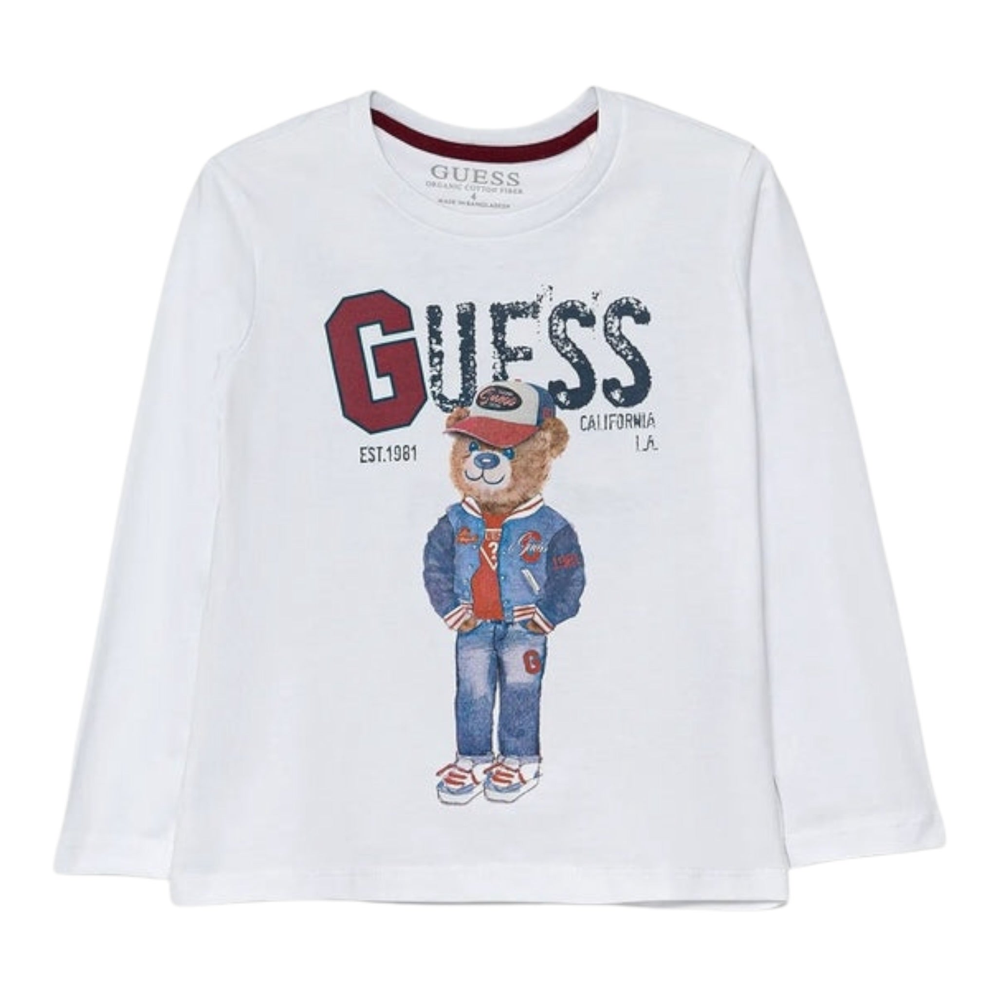 Guess Shirt tinta unita Girocollo con Stampa Bianco per Neonato N5YI23K8HM4X BIANCO GUESS 