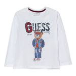 Guess Shirt tinta unita Girocollo con Stampa Bianco per Neonato N5YI23K8HM4X BIANCO GUESS 