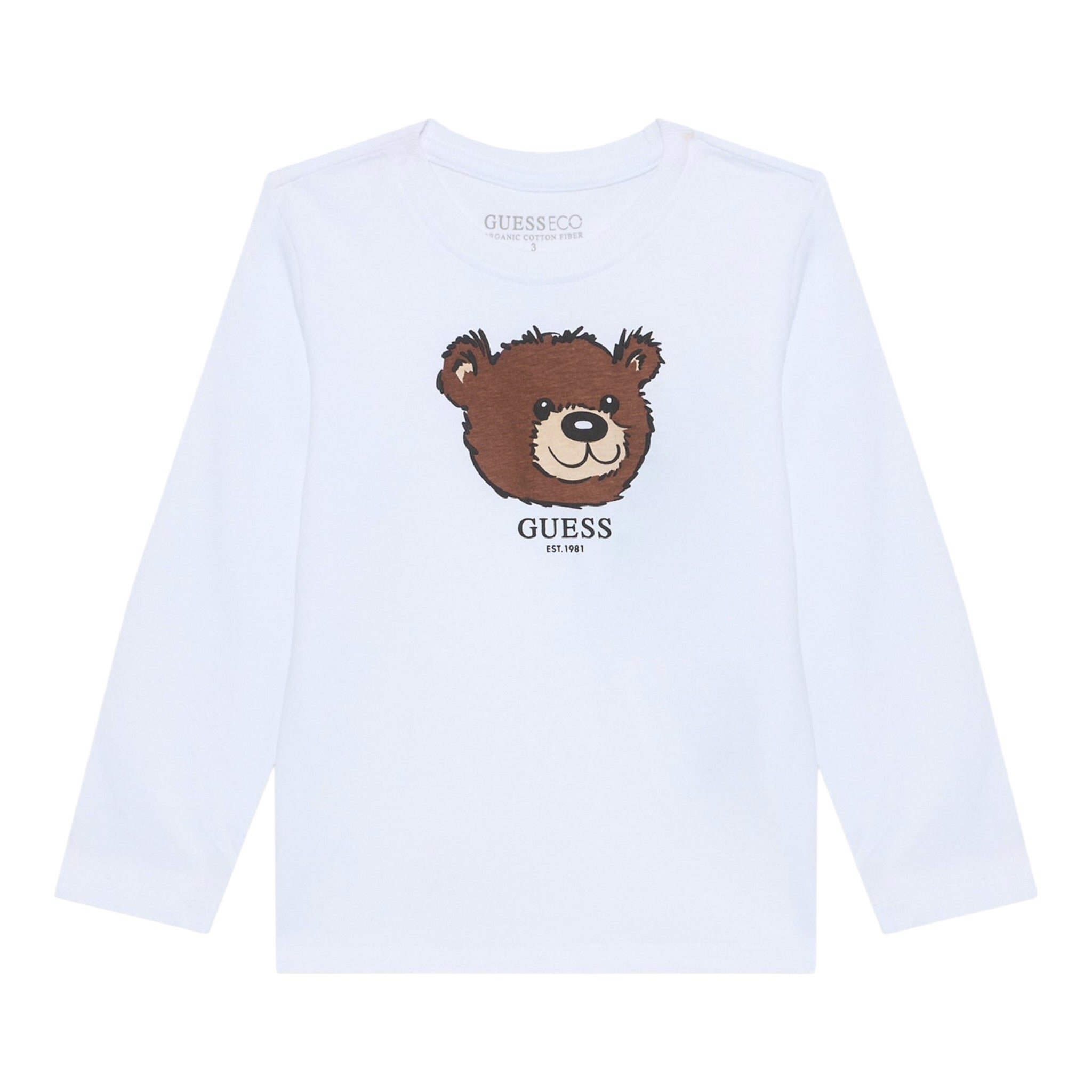 Guess Shirt tinta unita Girocollo con Stampa Bianco per Neonato N5YI25K8HM4 BIANCO GUESS 