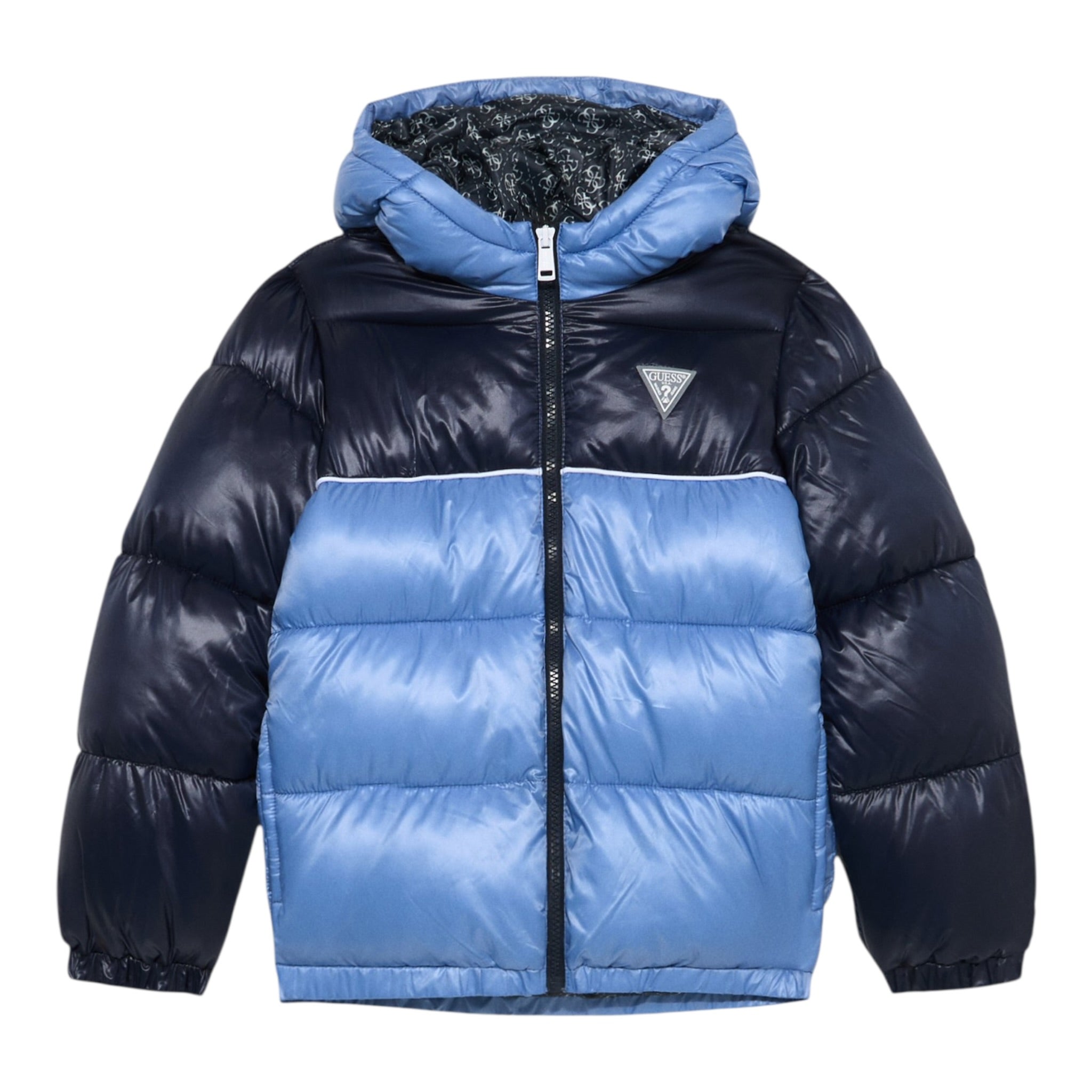 Guess Giubbino Bicolore con Zip E Cappuccio Azzurro per Neonato N5YL00WEGY0 AZZURRO GUESS 