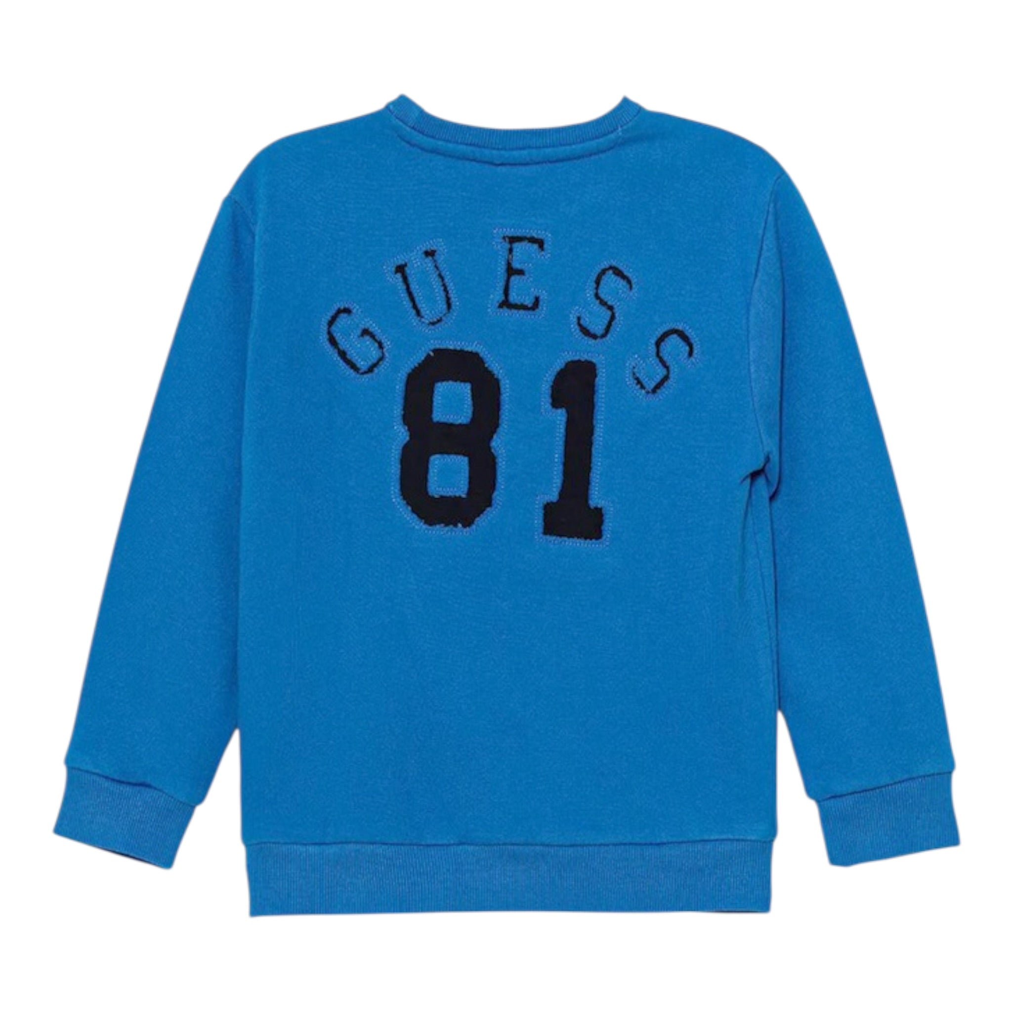 Guess Felpa Girocollo tinta unita con Stampa Cobalto per Neonato N5YQ03KAD74N COBALTO GUESS 