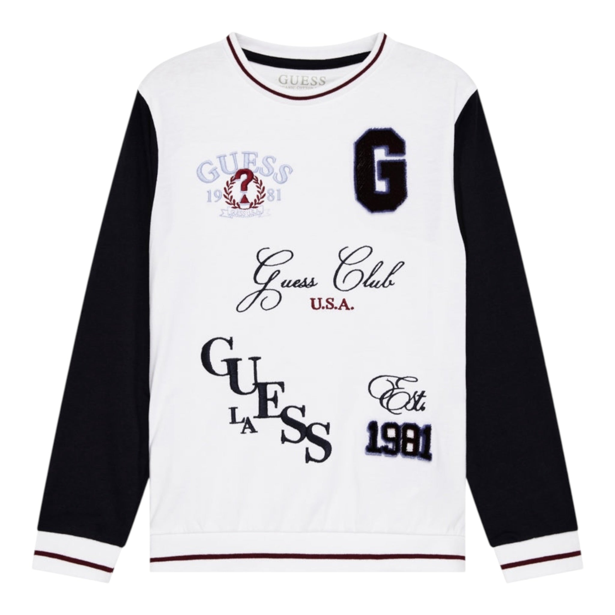 Guess Felpa Bicolore con Stampa Bianco per Neonato N5YQ07K8VA4 BIANCO GUESS 
