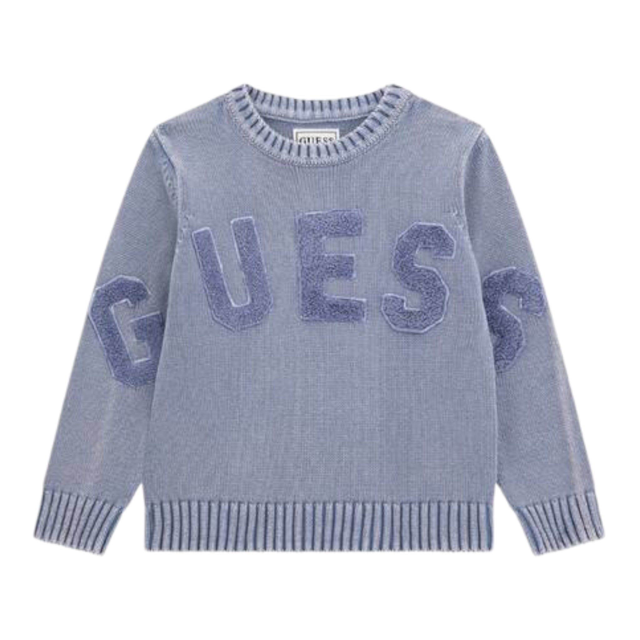 Guess Maglia tinta unita con Ricami Azzurro per Bambino N5YR05Z3OK1 AZZURRO GUESS 