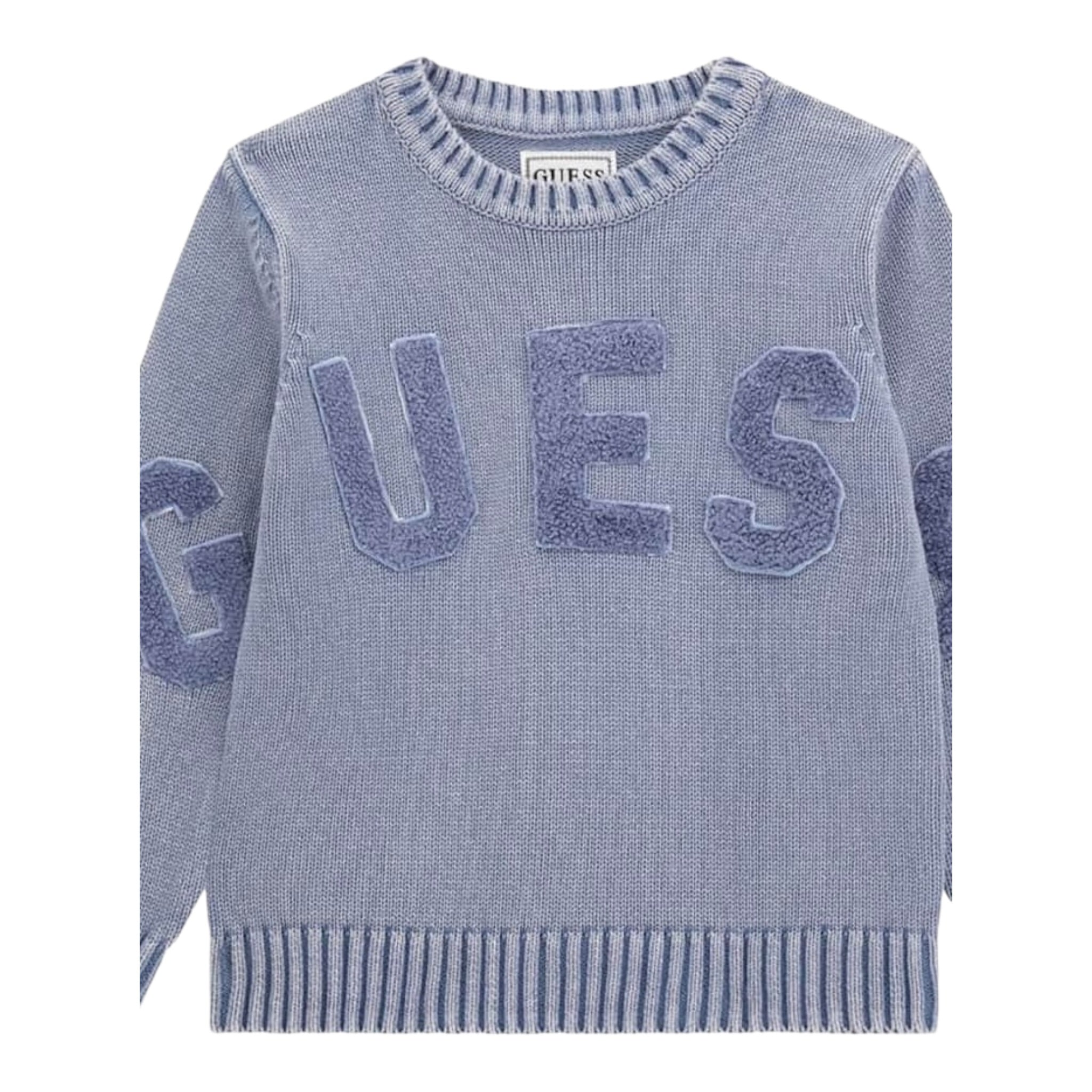Guess Maglia tinta unita con Ricami Azzurro per Bambino N5YR05Z3OK1 AZZURRO GUESS 