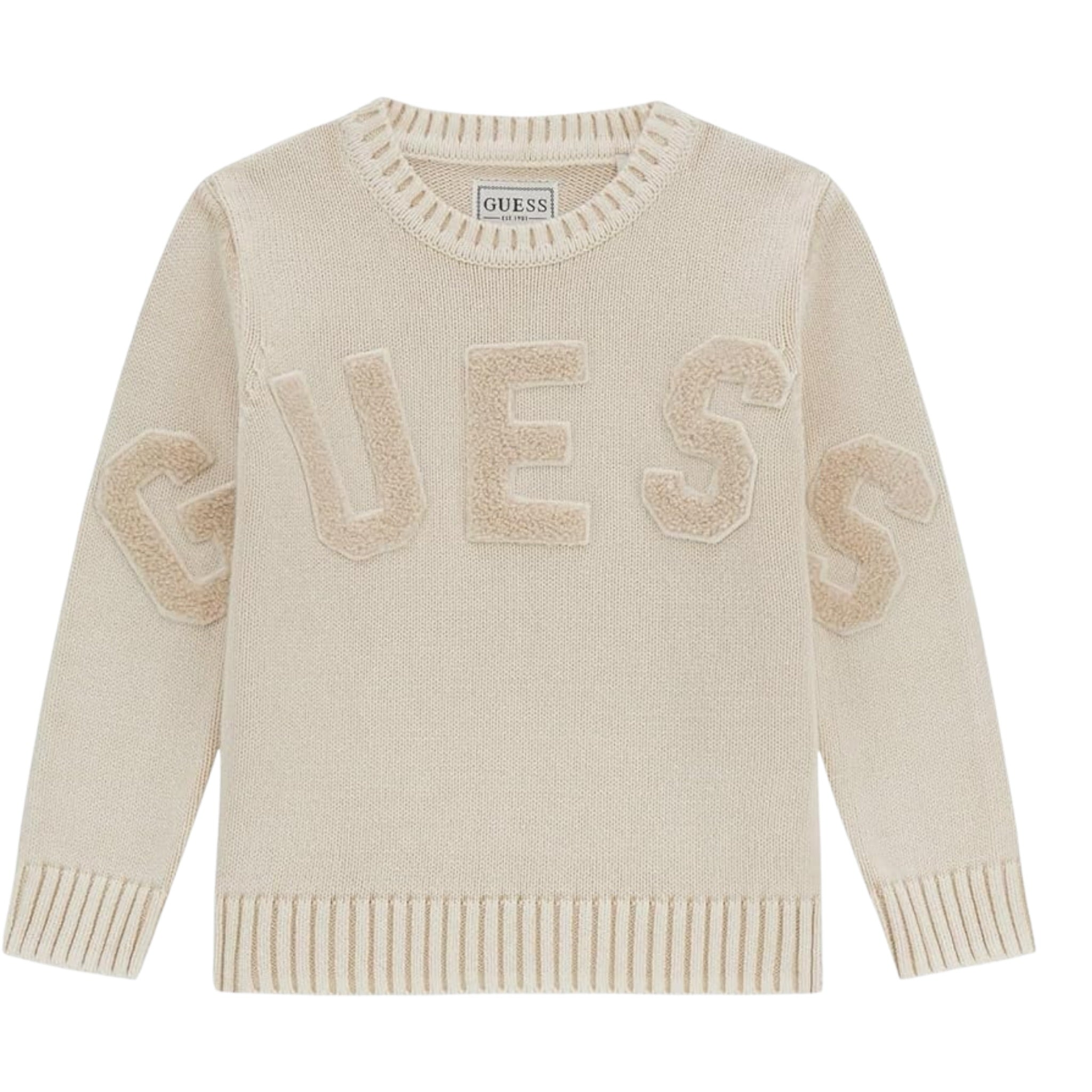 Guess Maglia tinta unita con Ricami Panna per Bambino N5YR05Z3OK1 PANNA GUESS 