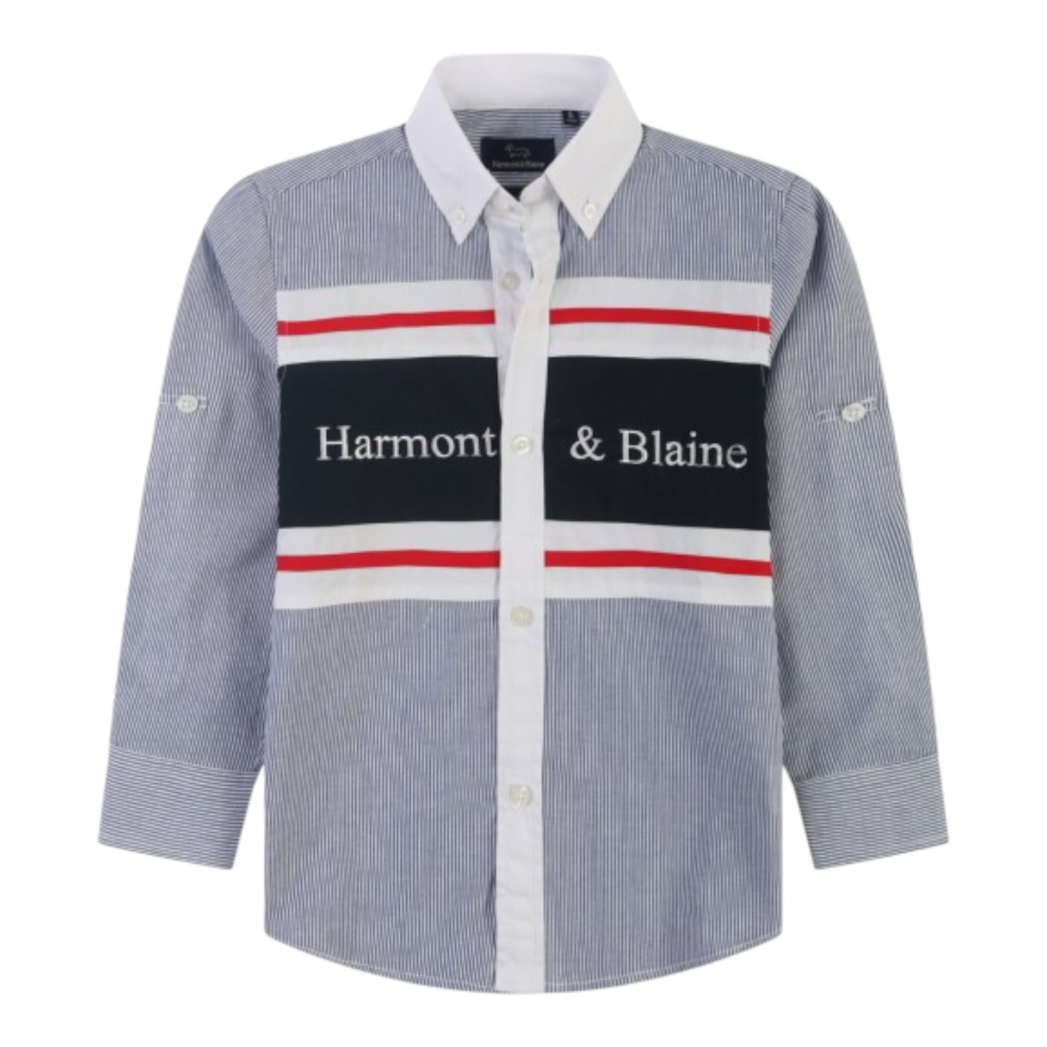 Harmont & Blaine Camicia Manica Lunga Fantasia A Righe Blu per Bambino 202JC010 BLU HARMONT & BLAINE 