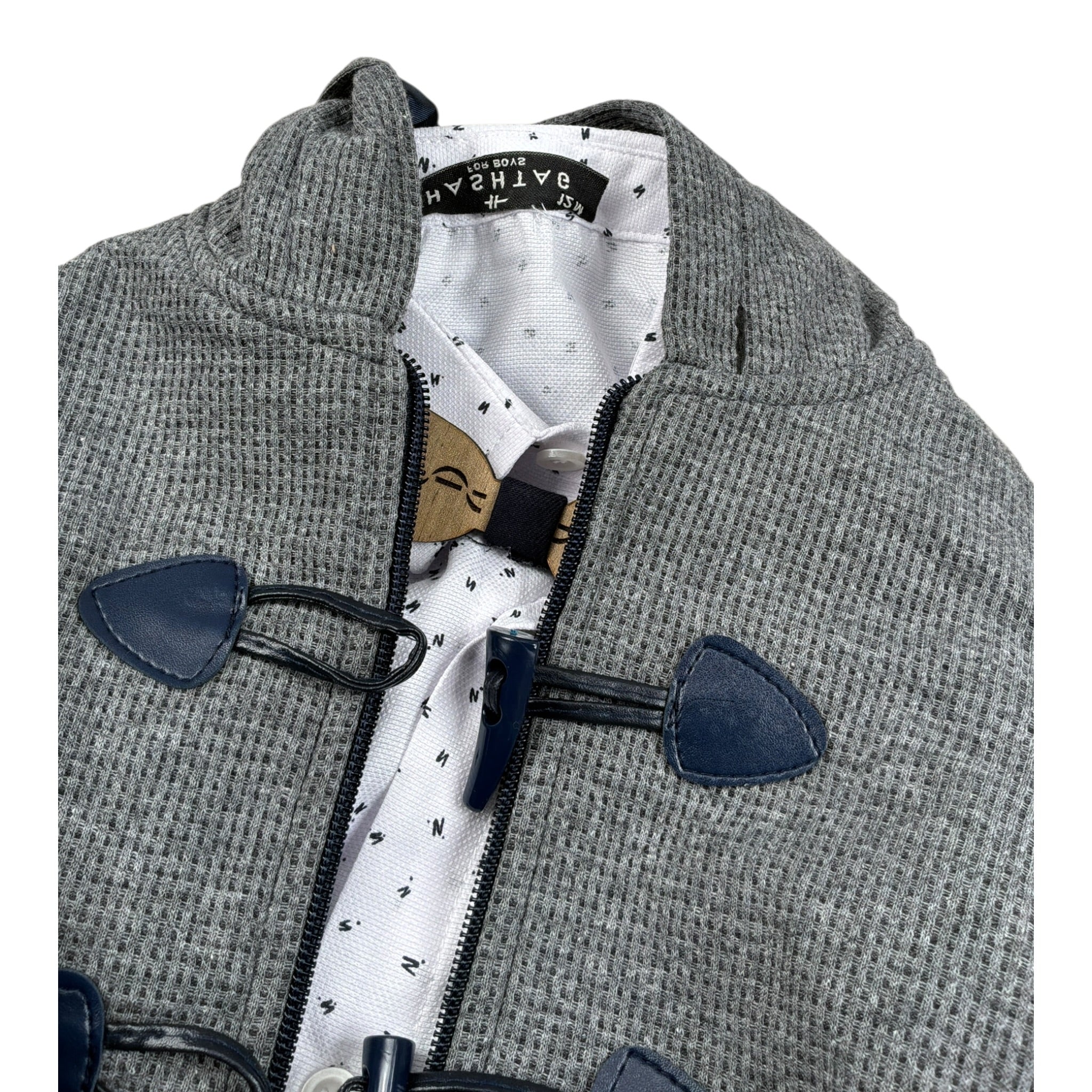 Hashstag For Boys Completo 3 Camicia-Cardigan-Pantalone Grigio per Neonato 243623 GRIGIO HASHSTAG FOR BOYS 