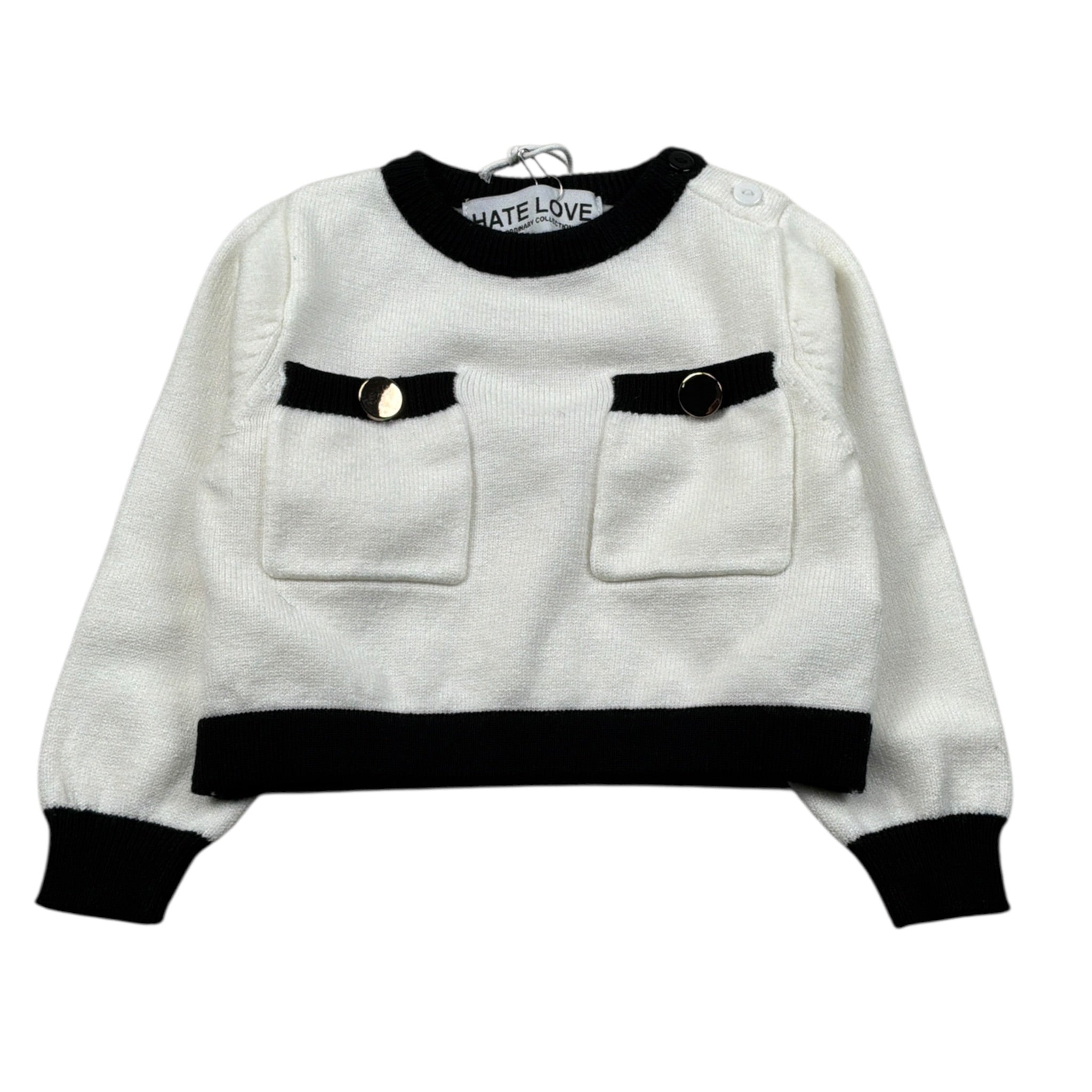 Hate Love Maglia Girocollo tinta unita Panna per Neonata HLNSW02047 PANNA HATE LOVE 