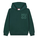 Hugo Felpa tinta unita con Cappuccio E Stampa Verde per Bambino G00164 VERDE HUGO 