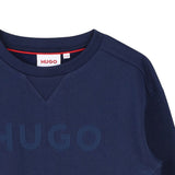 Hugo Felpa Girocollo tinta unita con Logo Blu per Bambino G00167 BLU HUGO 
