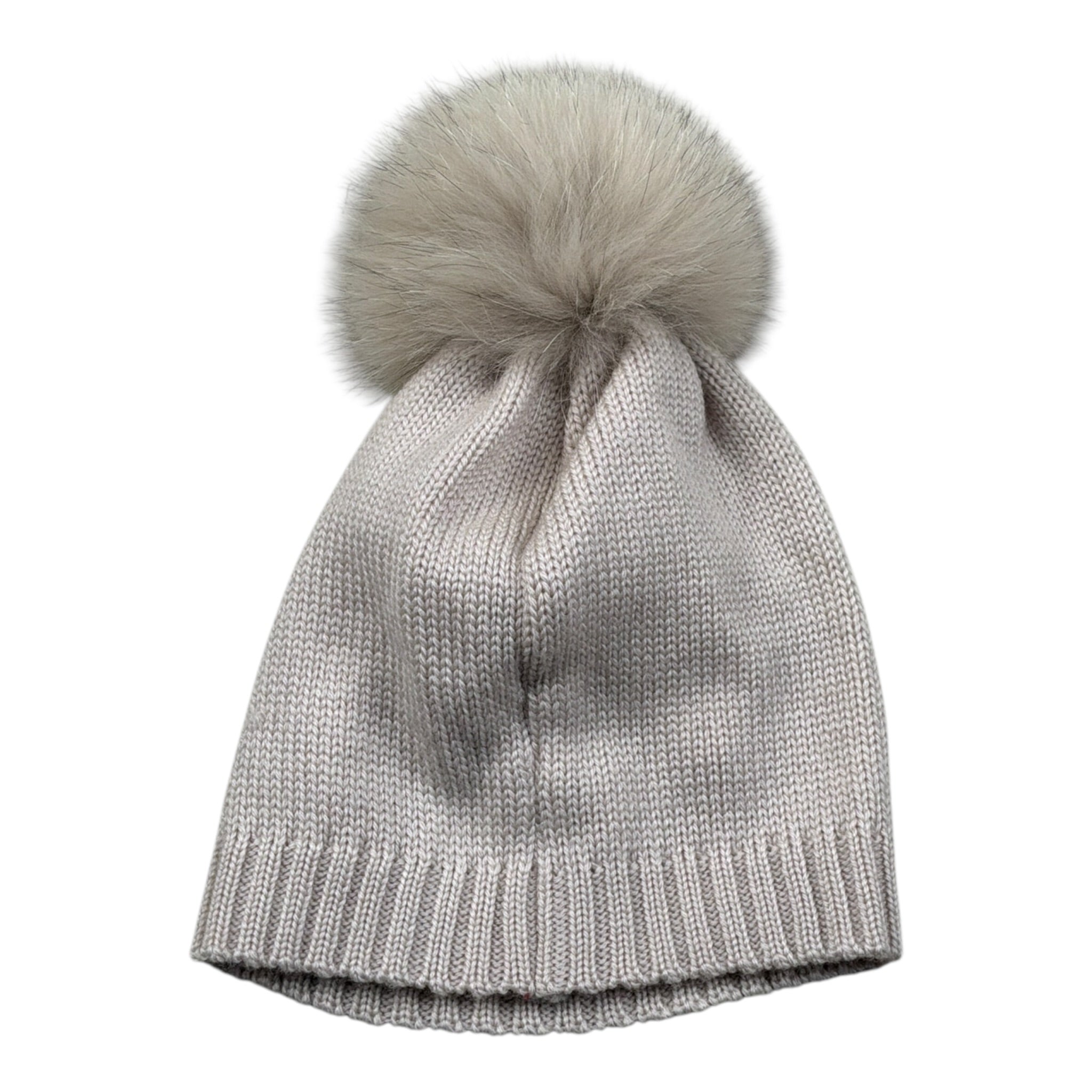 I Delfi Cappello tinta unita con Pon Pon Beige per Neonato 24A4024 BEIGE I DELFI 
