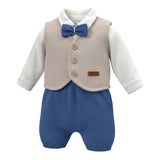 I Delfi Completo 4Pz Papillon-Camicia-Gilet-Salopette Beige per Neonato 24A4131 BEIGE I DELFI 