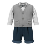 I Delfi Completo 4Pz Papillon-Camicia-Gilet-Salopette Grigio per Neonato 24A4298 GRIGIO I DELFI 