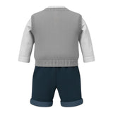 I Delfi Completo 4Pz Papillon-Camicia-Gilet-Salopette Grigio per Neonato 24A4298 GRIGIO I DELFI 