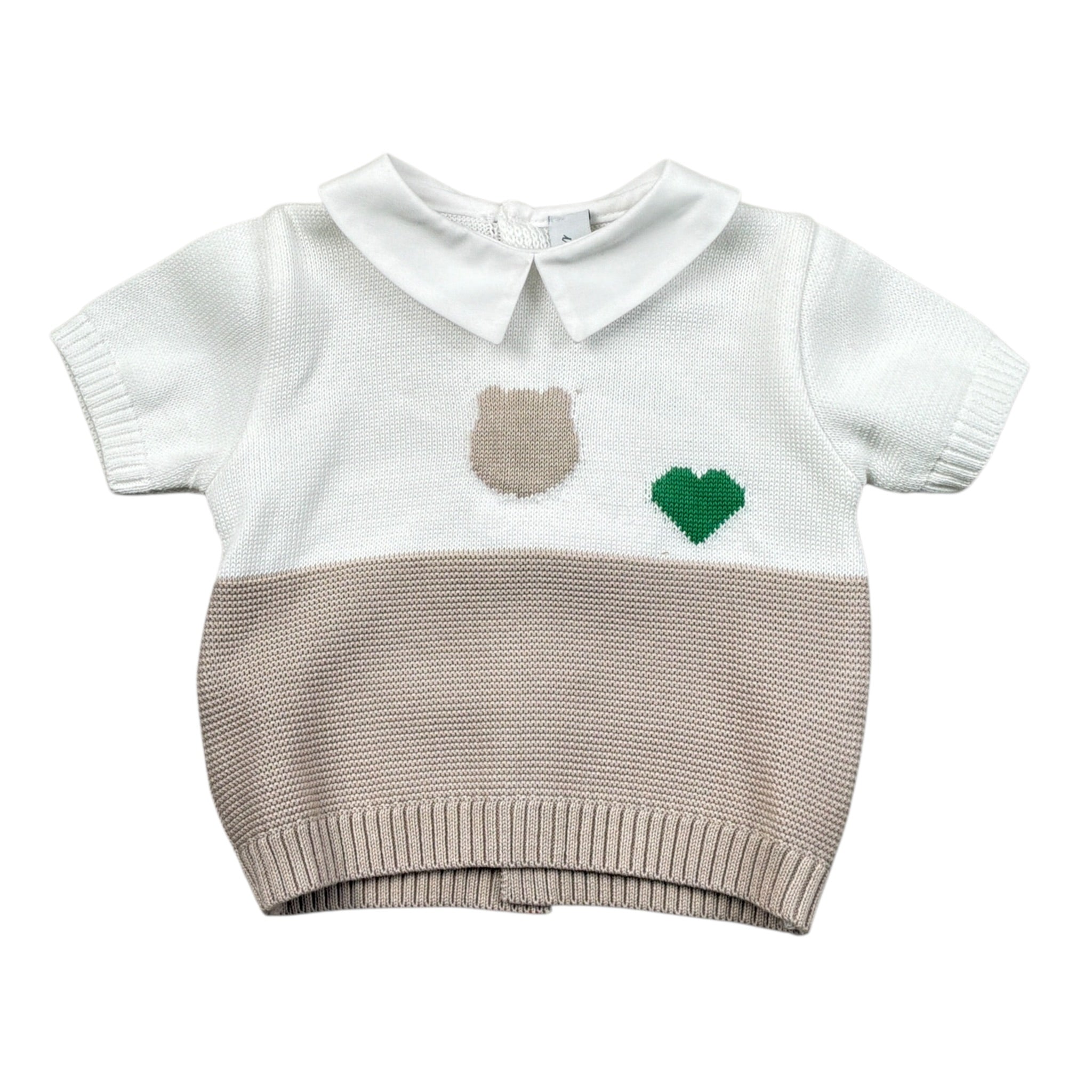 I Delfi Maglia Bicolore Mezza Manica Bianco/Beige per Neonata 24P3328 BIANCO/BEIGE I DELFI 