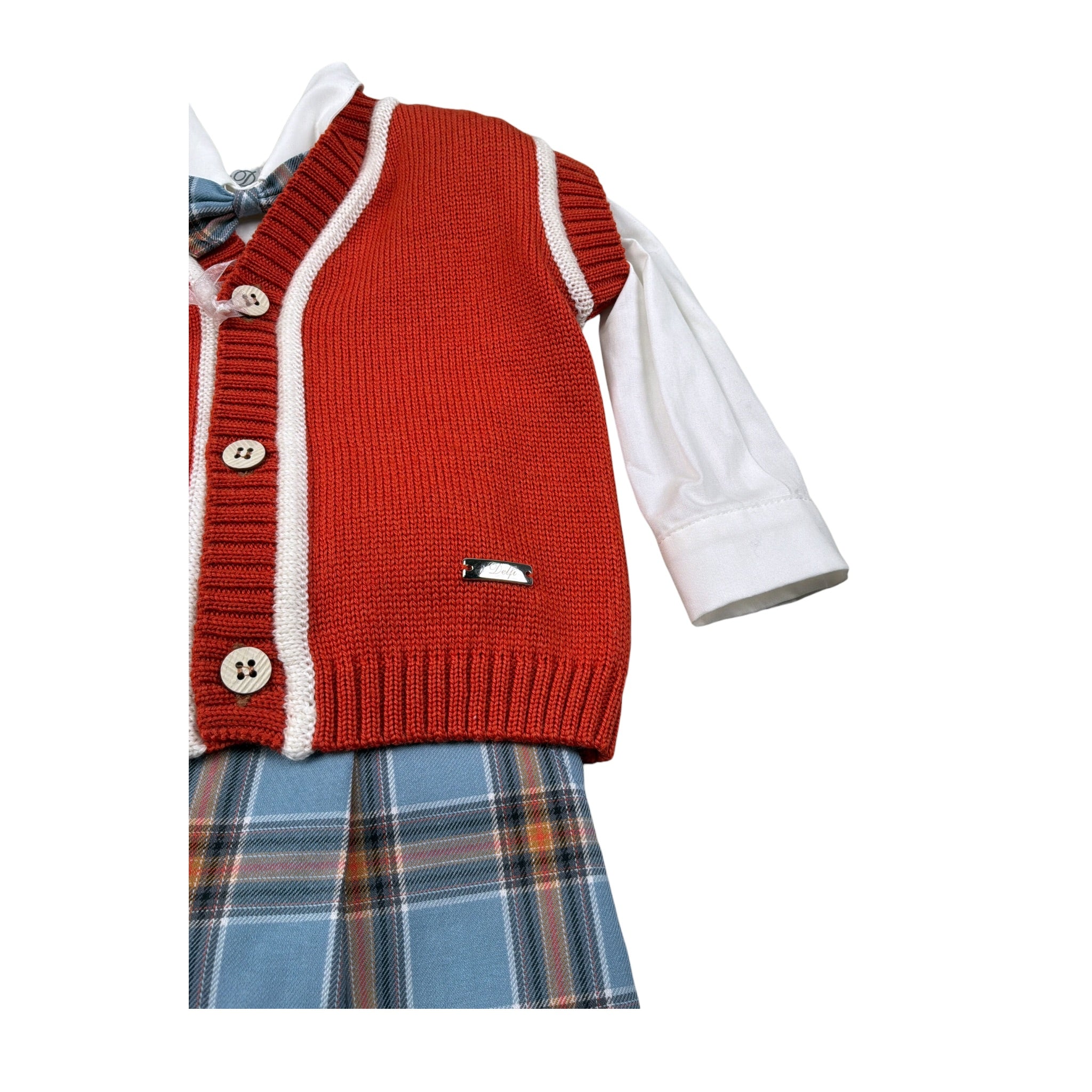I Delfi Completo 4 Pezzi Gilet-Camicia-Bermuda-Papillon Arancione per Neonato 25A6319 ARANCIONE I DELFI 