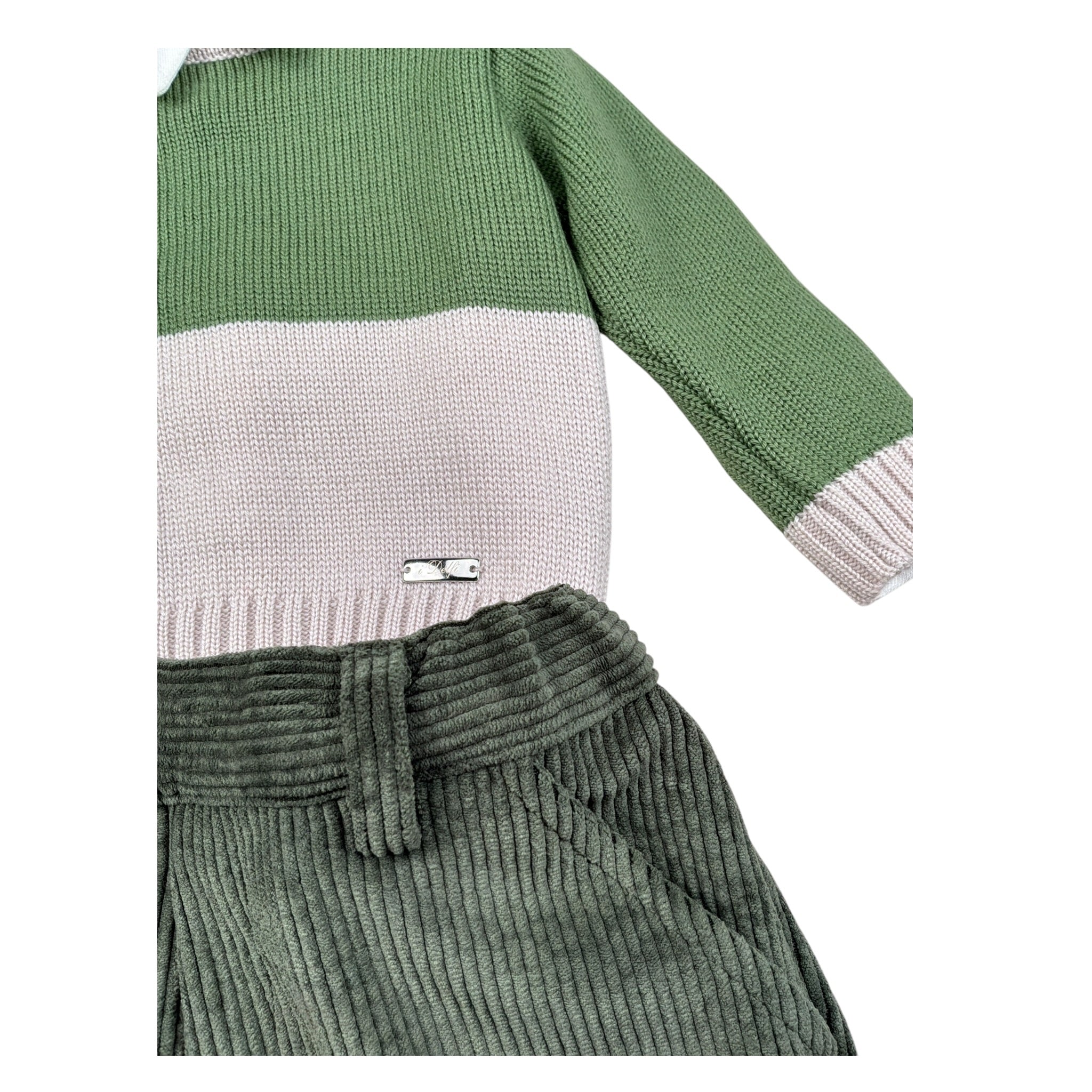 I Delfi Completo 3 Pezzi Maglia-Camicia-Pantalone Verde per Neonato 25A6362B VERDE I DELFI 