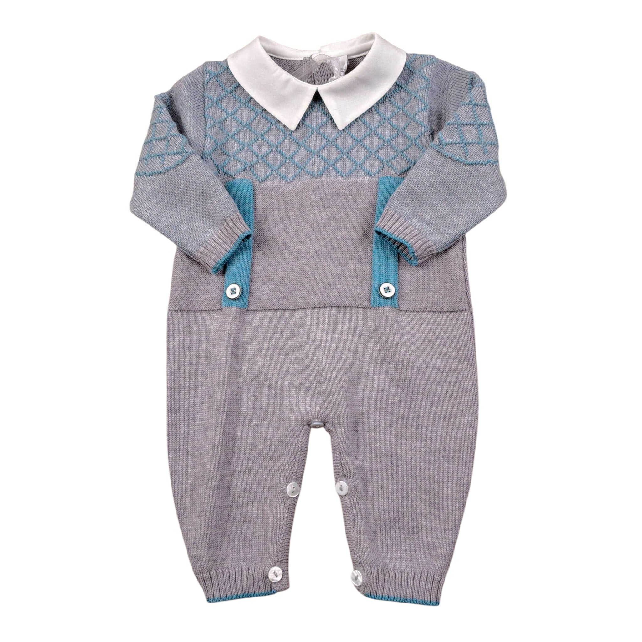 I Delfi Tutina tinta unita con Colletto Grigio per Neonato 25A6460 GRIGIO I DELFI 