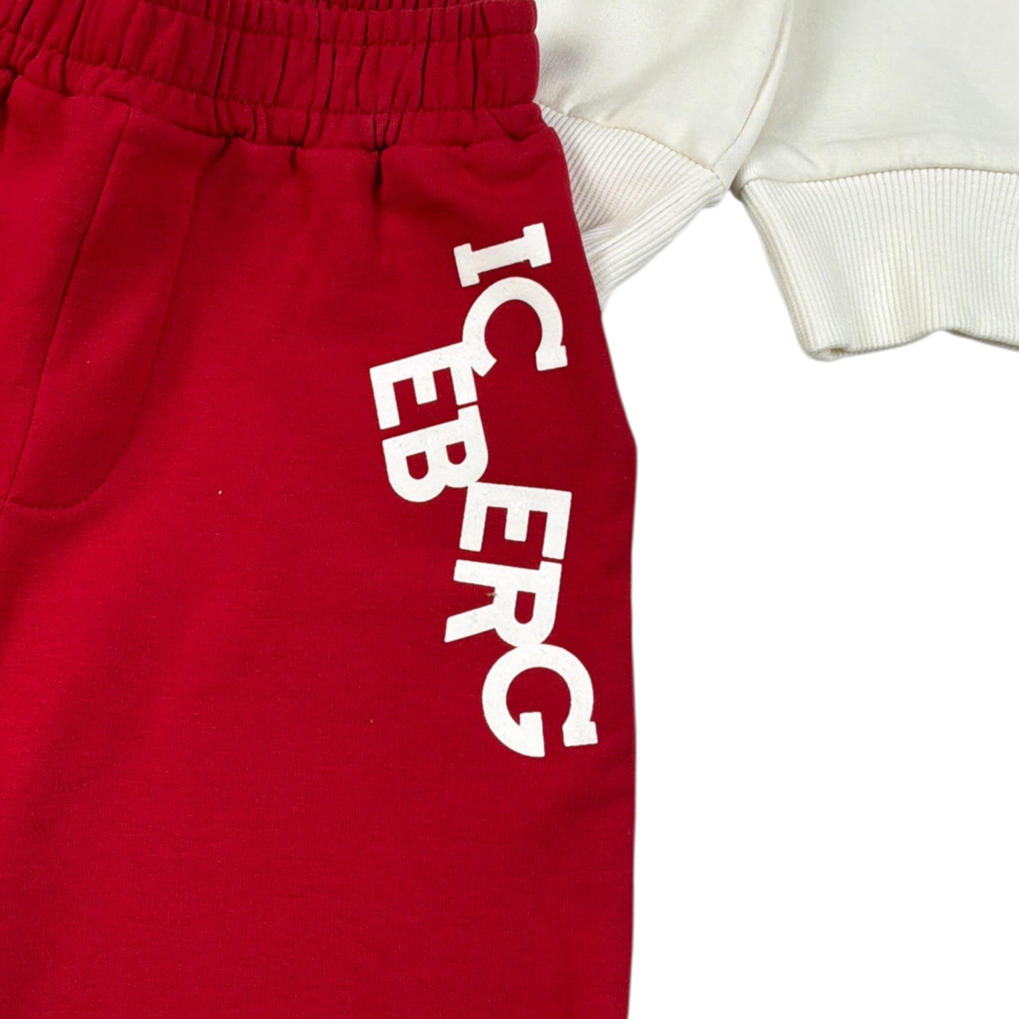 Iceberg Completo 2Pz Felpa-Pantalone con Stampa Bianco/Rosso per Bambino CFICE6304NXJ BIANCO/ROSSO ICEBERG 