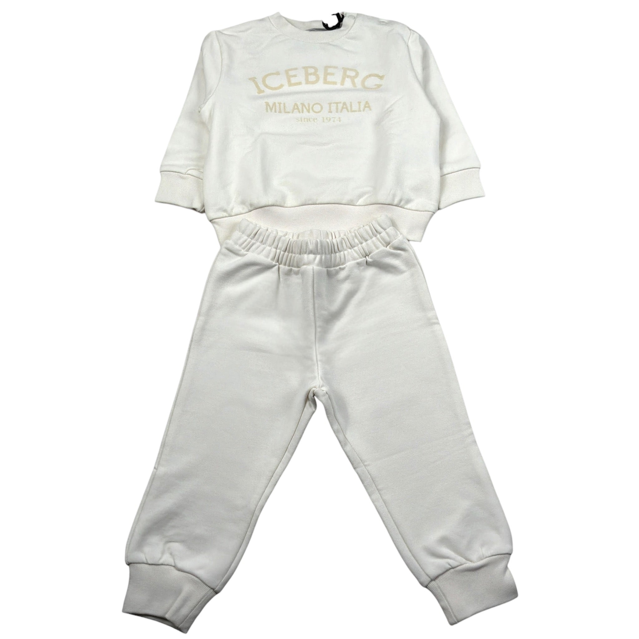 Iceberg Completo 2Pz Felpa-Pantalone con Stampa Panna per Neonato COMICE6300NN PANNA ICEBERG 