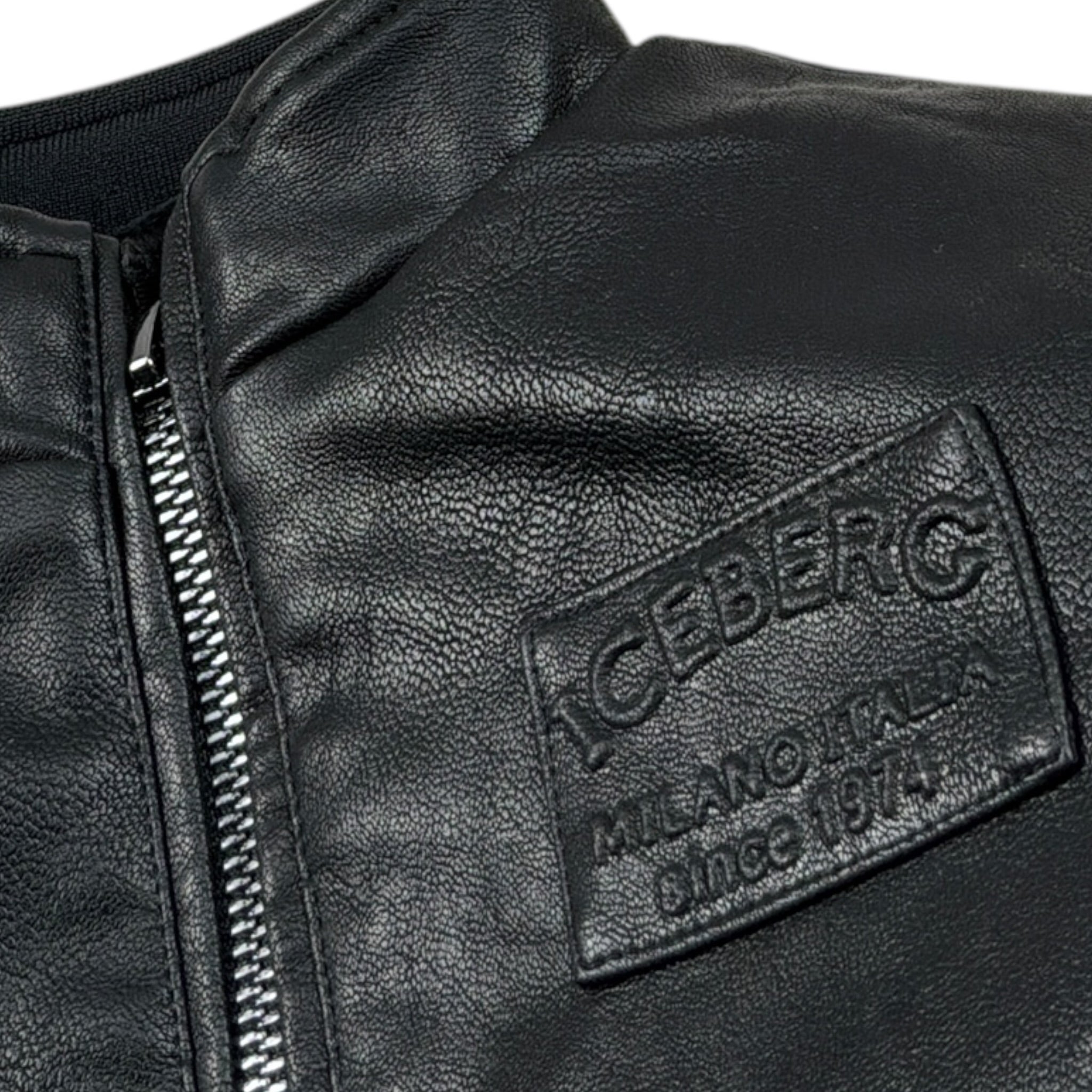 Iceberg Giubbino Ecopelle tinta unita con Zip Nero per Neonato GBICE6310B NERO ICEBERG 