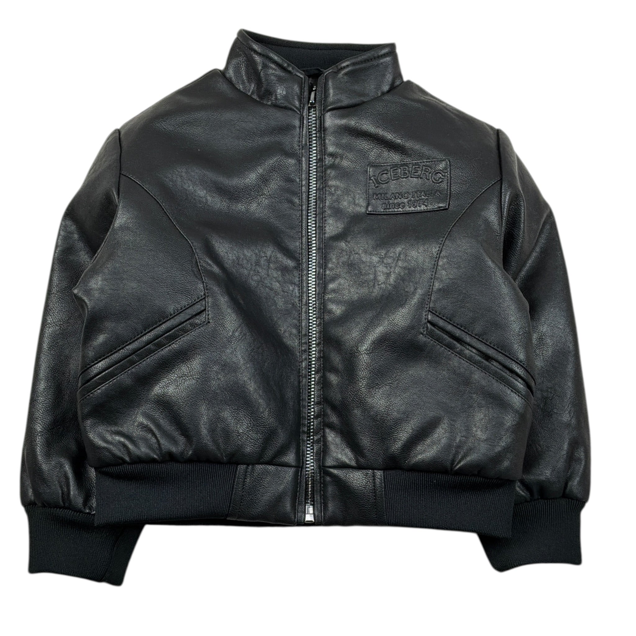 Iceberg Giubbino Ecopelle tinta unita con Zip Nero per Neonato GBICE6310B NERO ICEBERG 