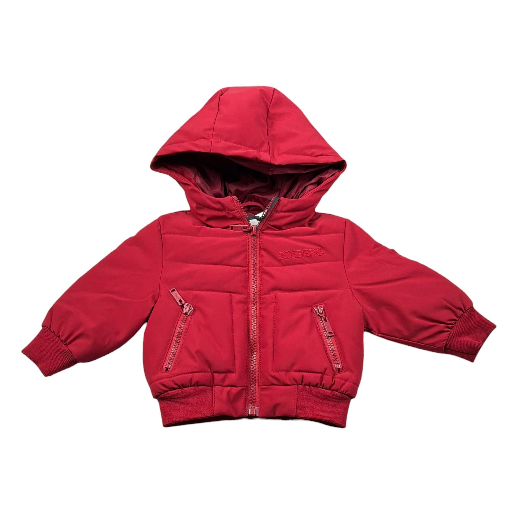 Iceberg Giubbino tinta unita con Cappuccio Rosso per Neonato GBICE6312B ROSSO ICEBERG 