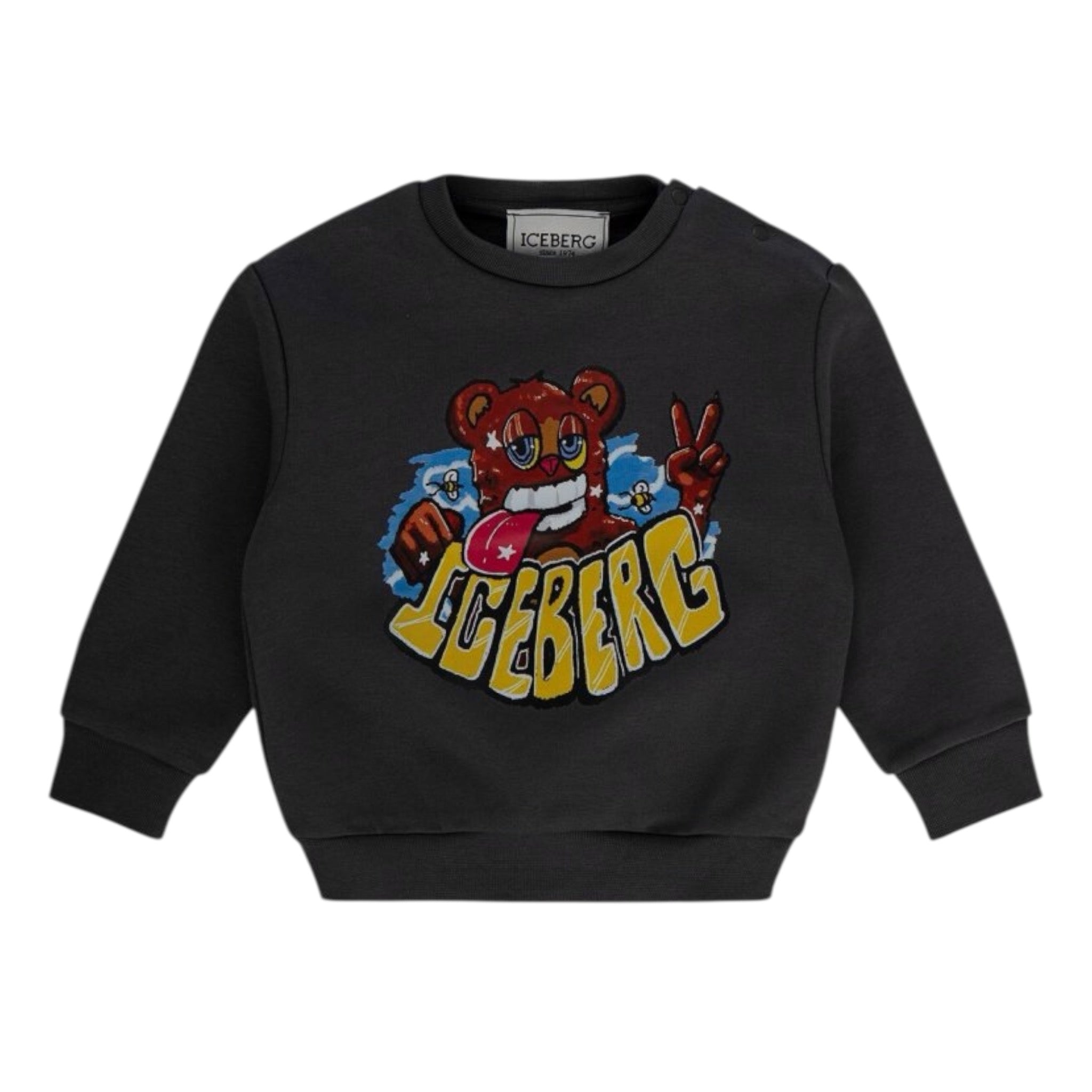 Iceberg Felpa Chiusa Girocollo tinta unita con Stampa Grigio per Neonato MFICE6312B GRIGIO ICEBERG 