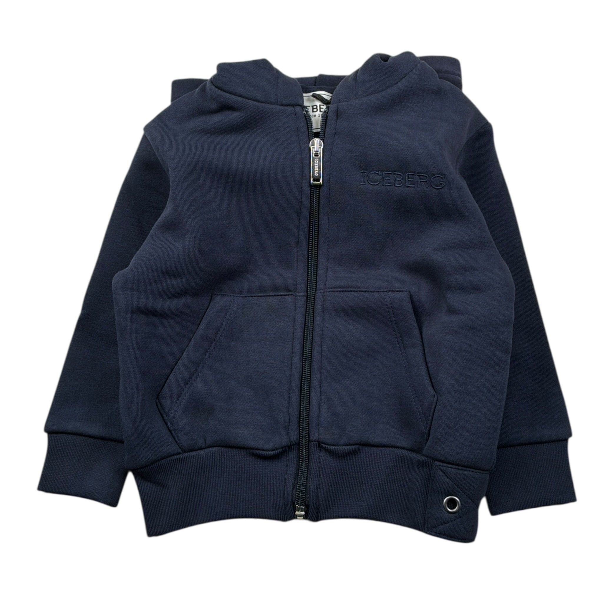 Iceberg Felpa tinta unita con Zip E Cappuccio Blu per Neonato MFICE6319B BLU ICEBERG 