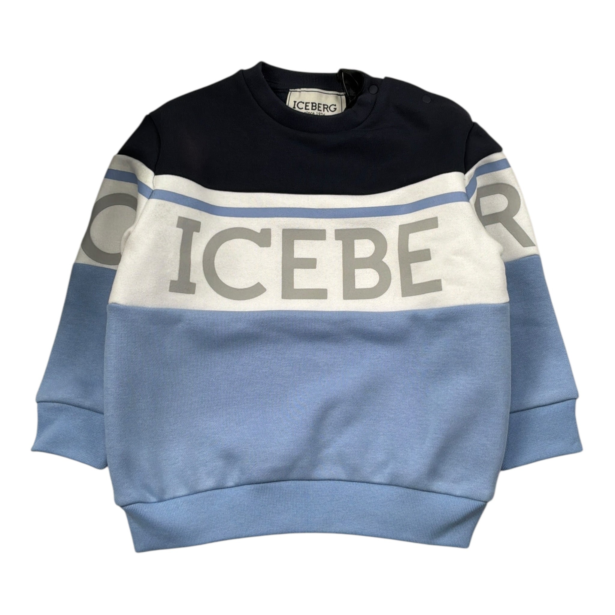 Iceberg Felpa tinta unita con Logo Girocollo Blu per Neonato MFICE6320B BLU ICEBERG 