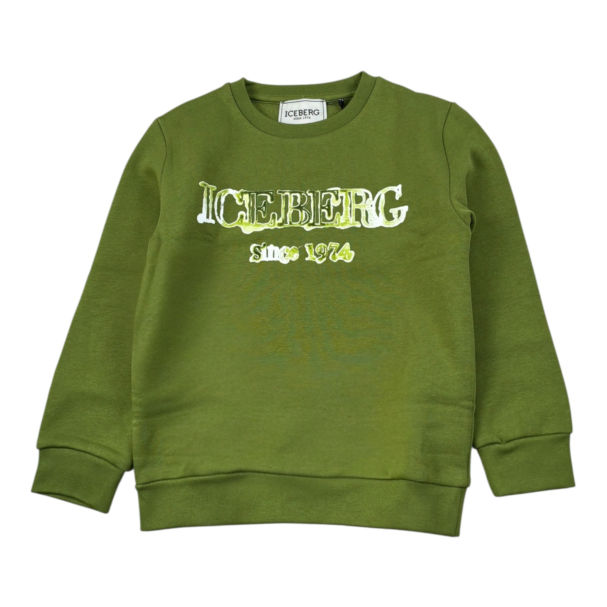 Iceberg Felpa tinta unita con Stampa Verde per Bambino MFICE6321BXJ VERDE ICEBERG 