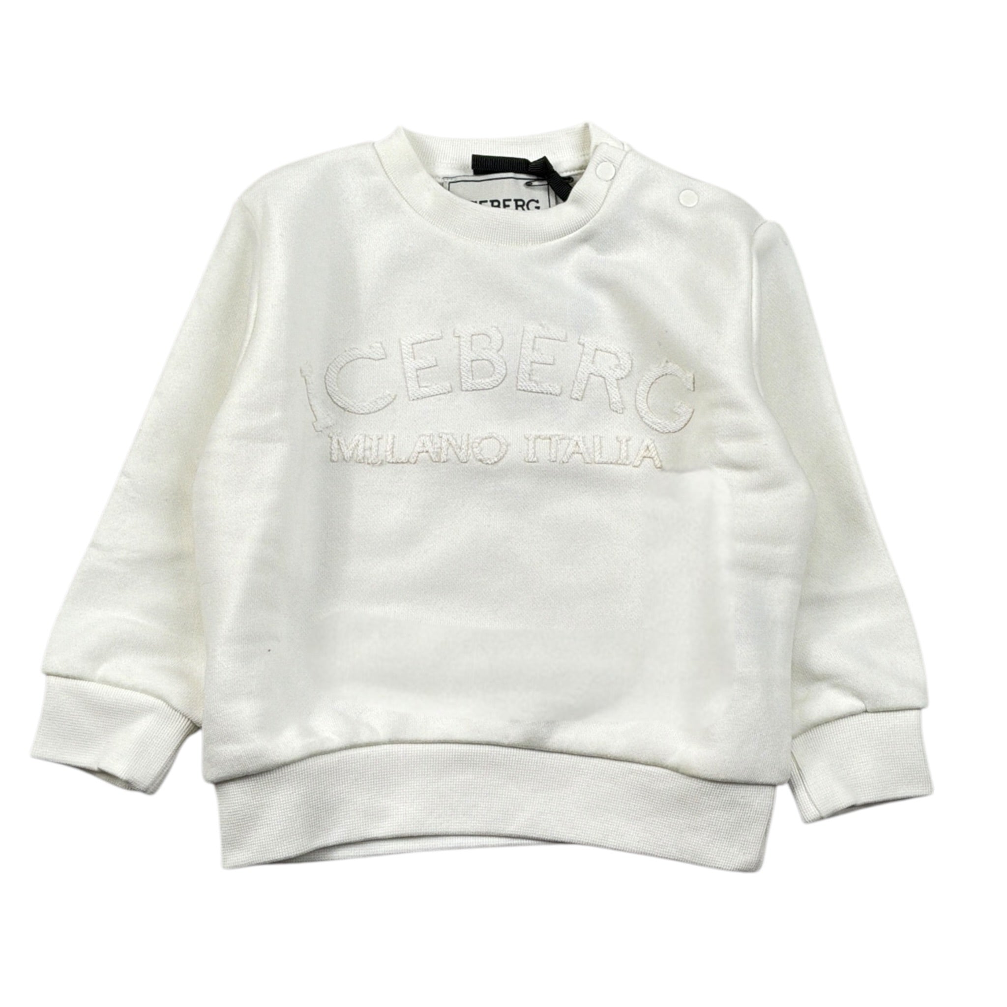 Iceberg Felpa tinta unita con Stampa Bianco per Neonato MFICE6325B BIANCO ICEBERG 