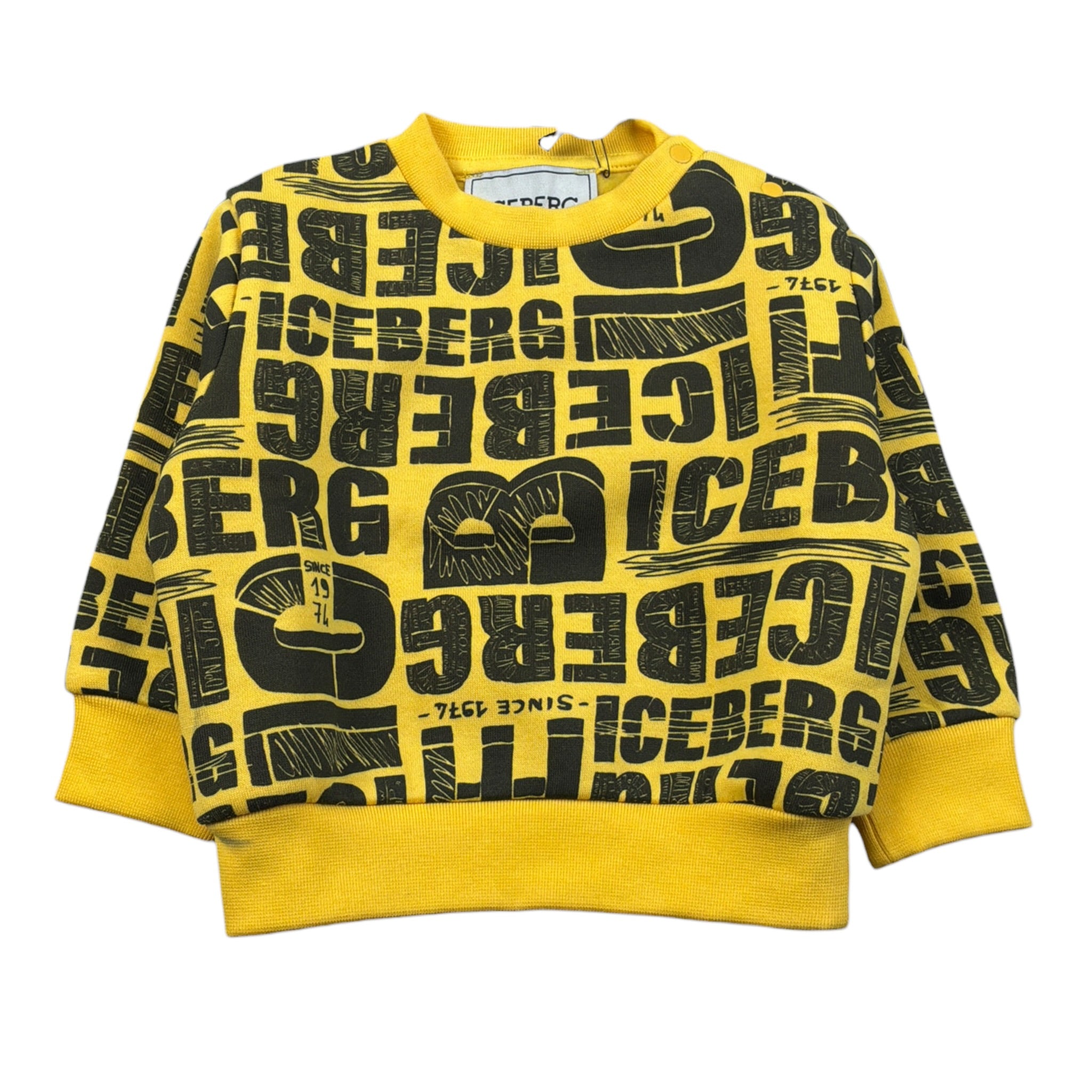 Iceberg Felpa Chiusa Girocollo tinta unita con Stampe Giallo per Neonato MFICE6331B GIALLO ICEBERG 