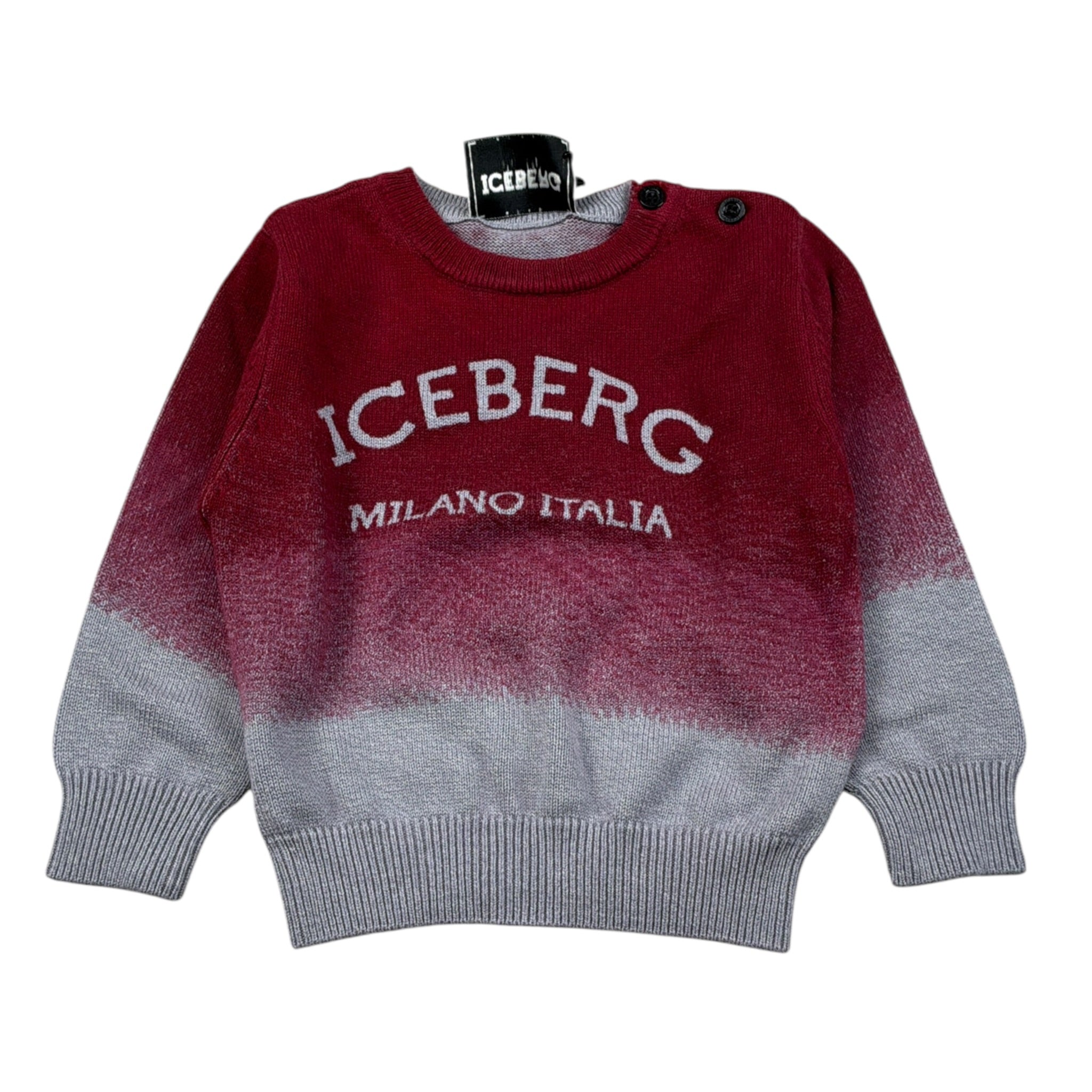 Iceberg Maglia Bicolore con Stampa Bordeaux per Bambino MGICE6312BJXXX BORDEAUX ICEBERG 