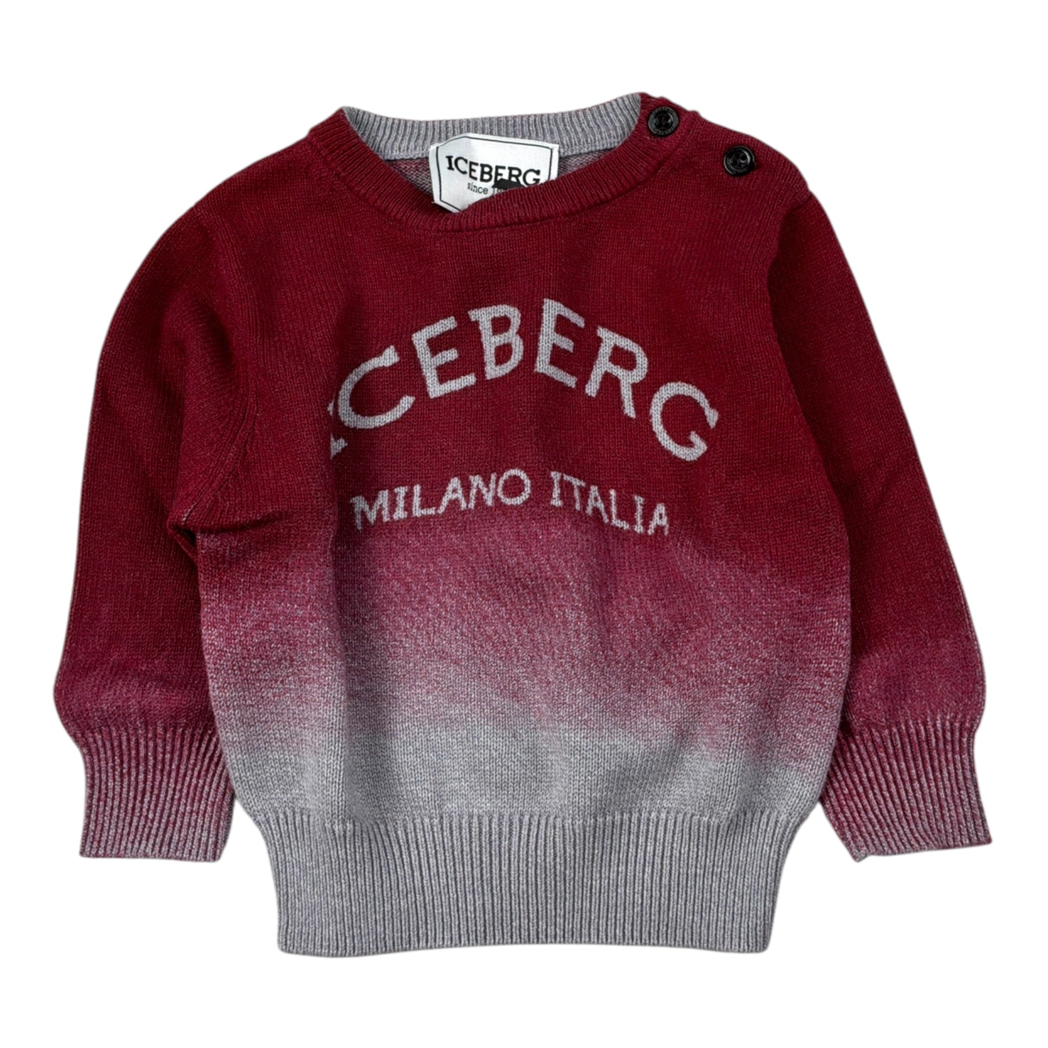 Iceberg Maglia Bicolore con Stampa Bordeaux per Neonato MGICE6312BX BORDEAUX ICEBERG 