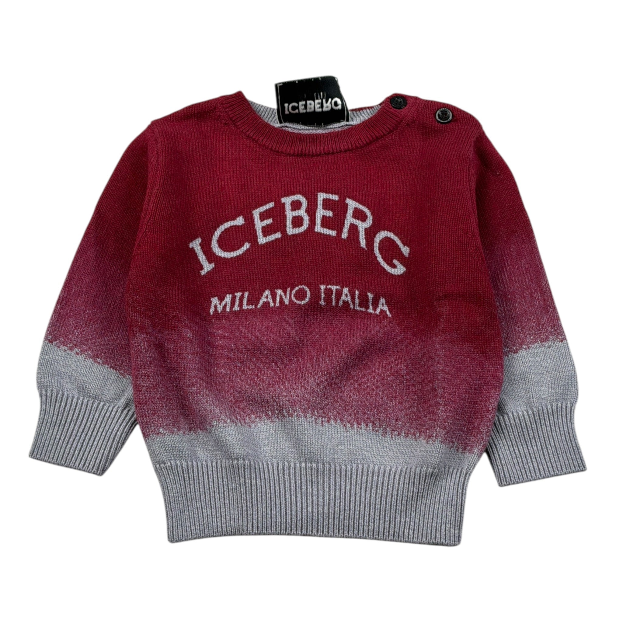 Iceberg Maglia Bicolore con Stampa Bordeaux per Neonato MGICE6312BXX BORDEAUX ICEBERG 