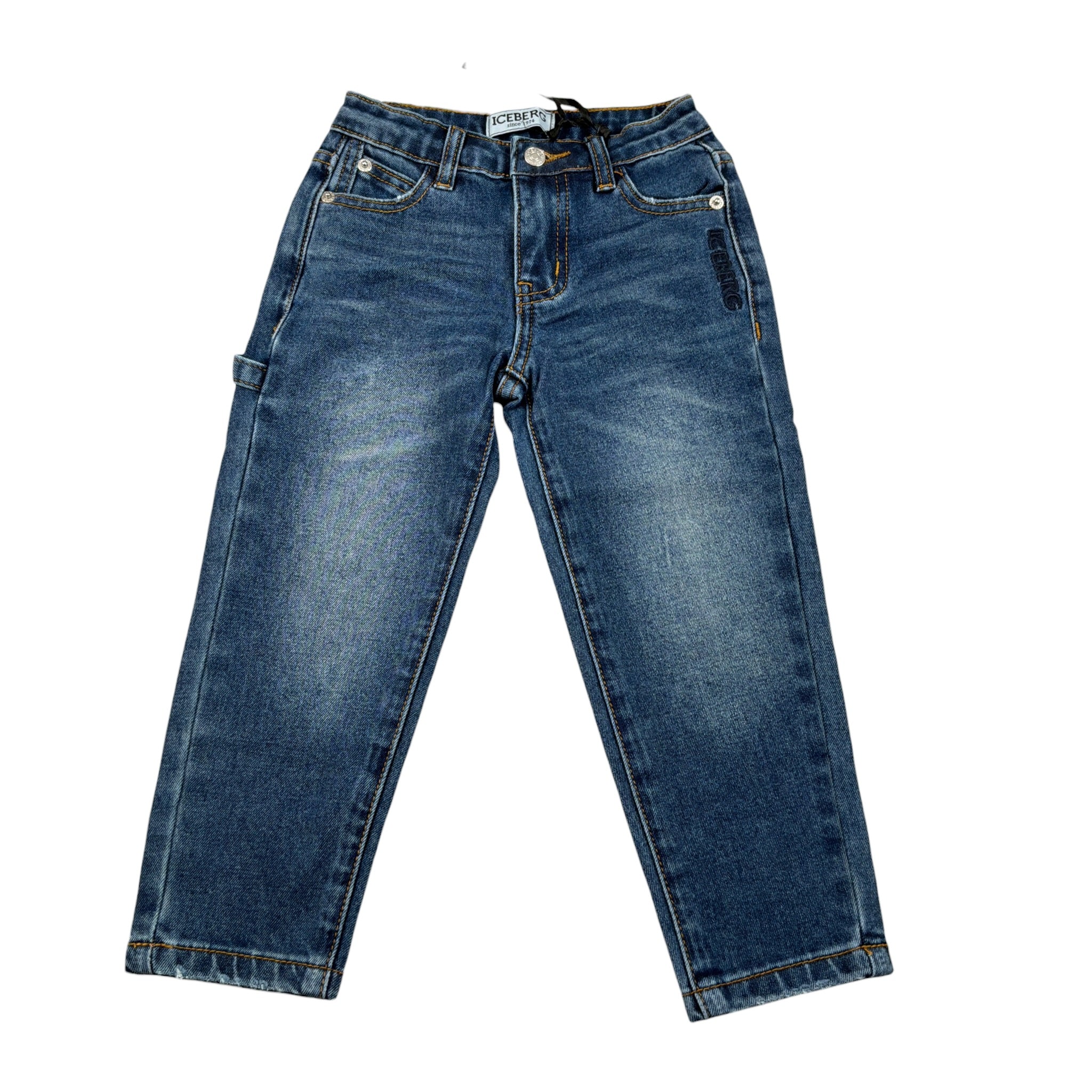 Iceberg Jeans tinta unita con Girovita Regolabile Blu per Neonato PTICE6301BN BLU ICEBERG 