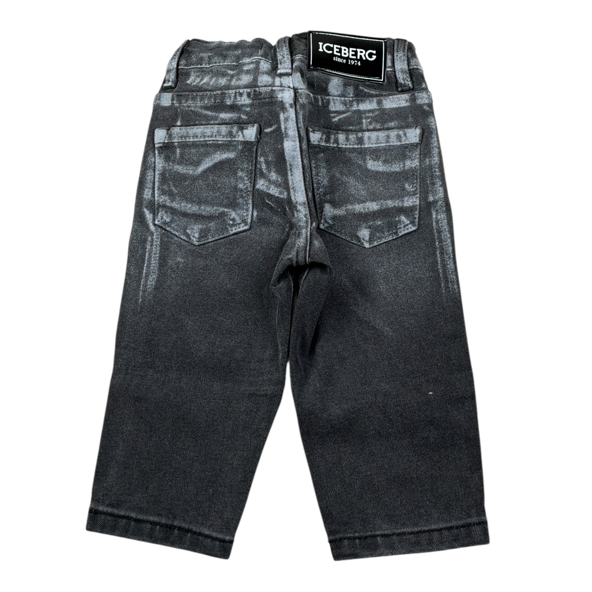 Iceberg Jeans tinta unita con Girovita Regolabile Nero per Neonato PTICE6313B NERO ICEBERG 
