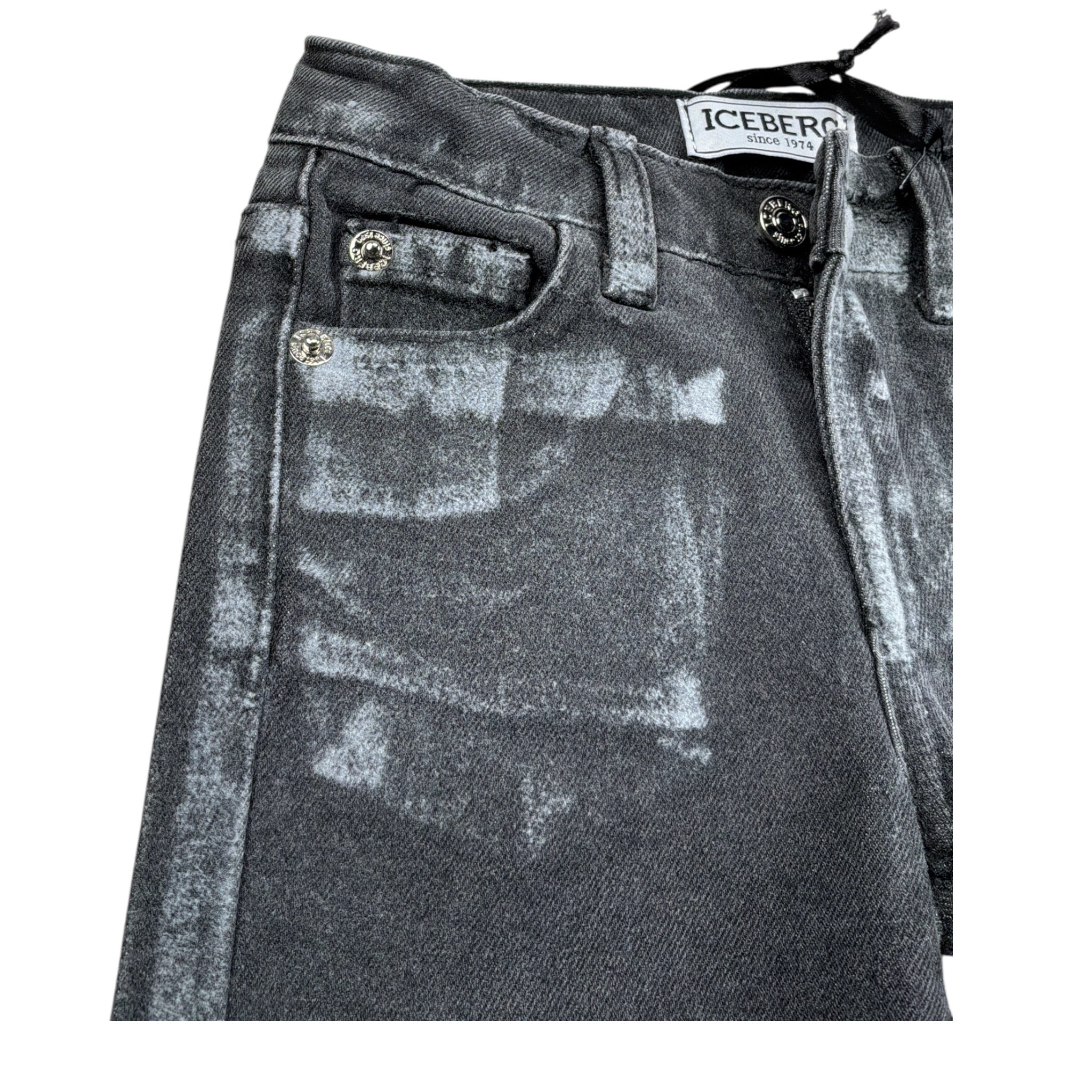 Iceberg Jeans tinta unita con Girovita Regolabile Nero per Neonato PTICE6313BX NERO ICEBERG 