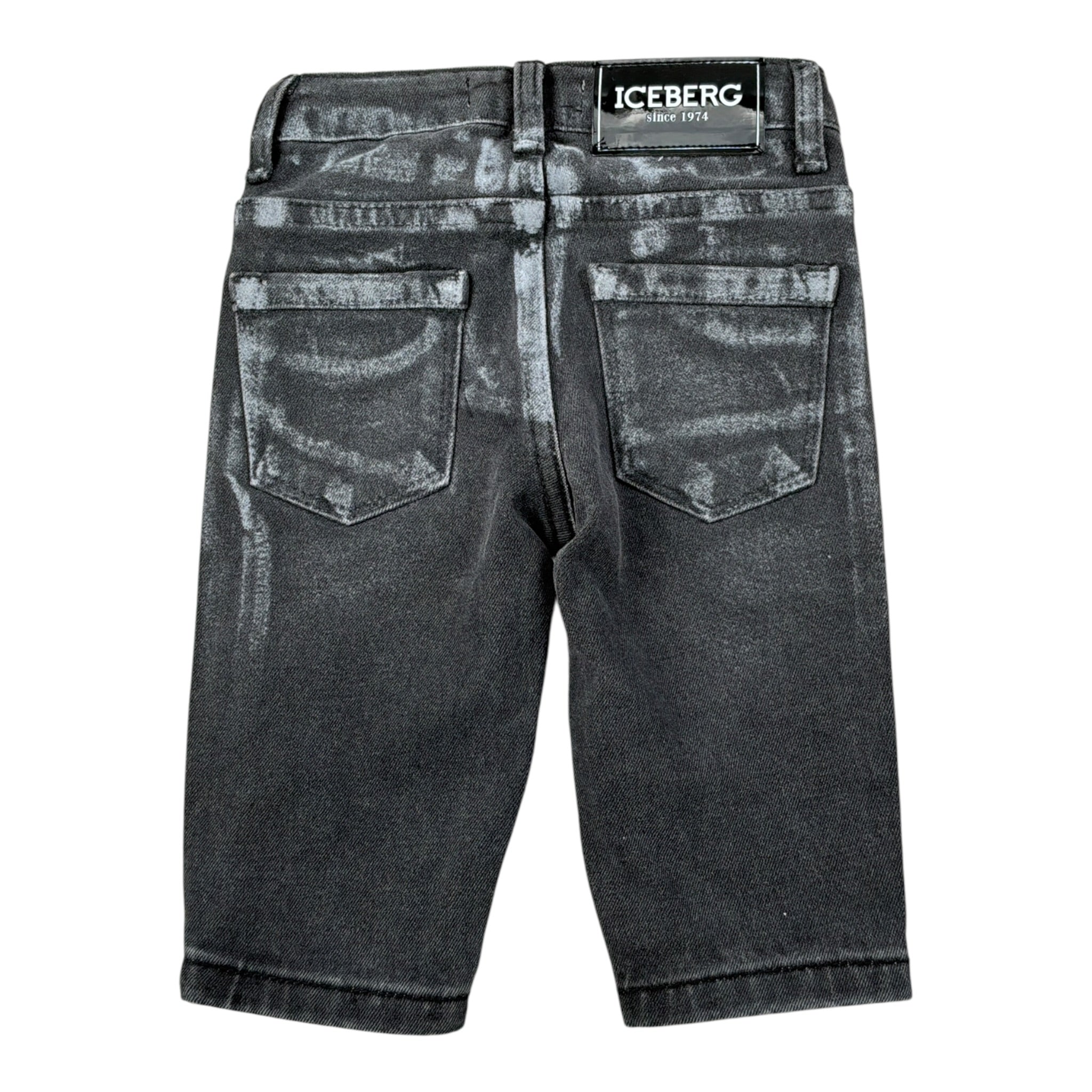 Iceberg Jeans tinta unita con Girovita Regolabile Nero per Neonato PTICE6313BXX NERO ICEBERG 