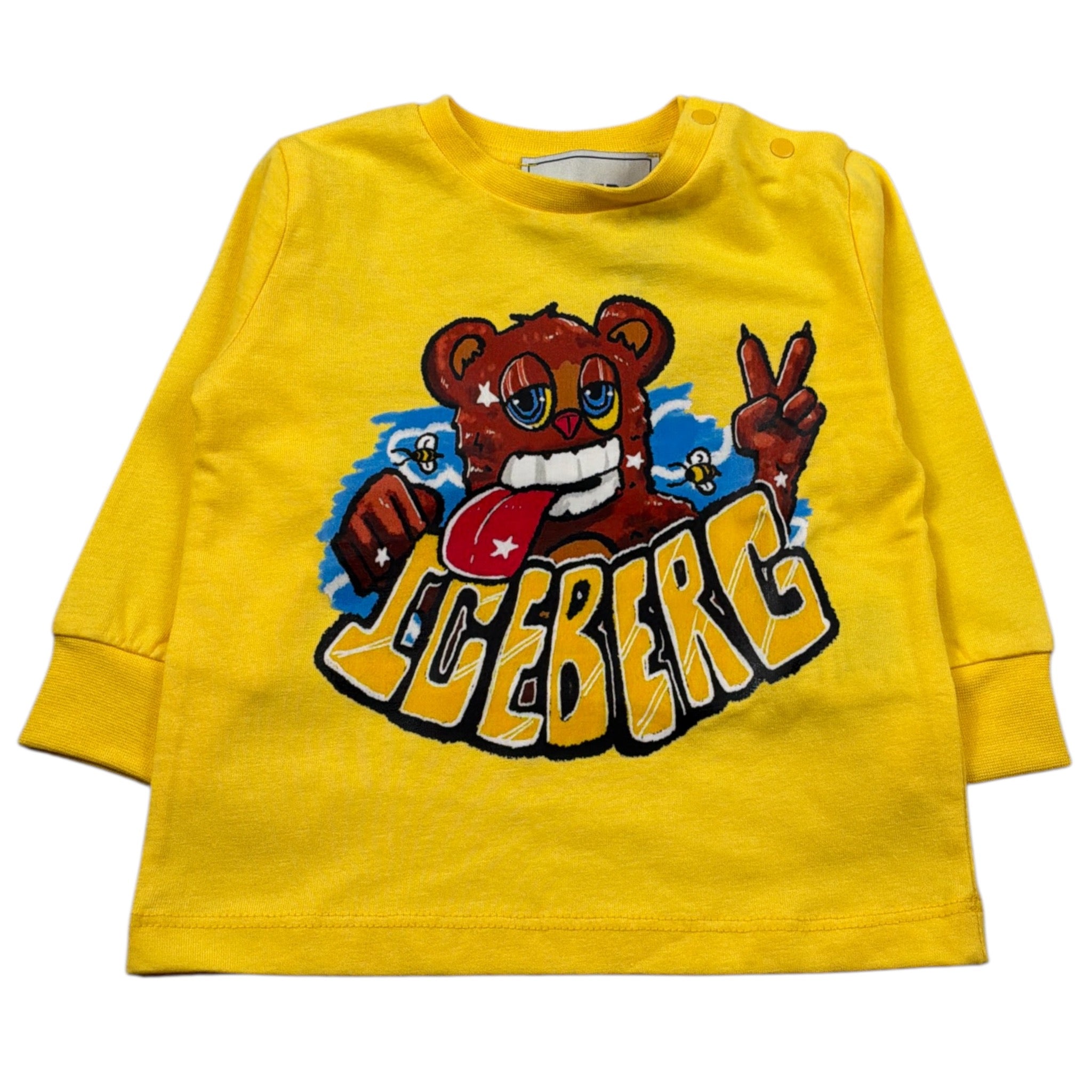 Iceberg Shirt Girocollo tinta unita con Stampa Giallo per Neonato TSICE6314B GIALLO ICEBERG 