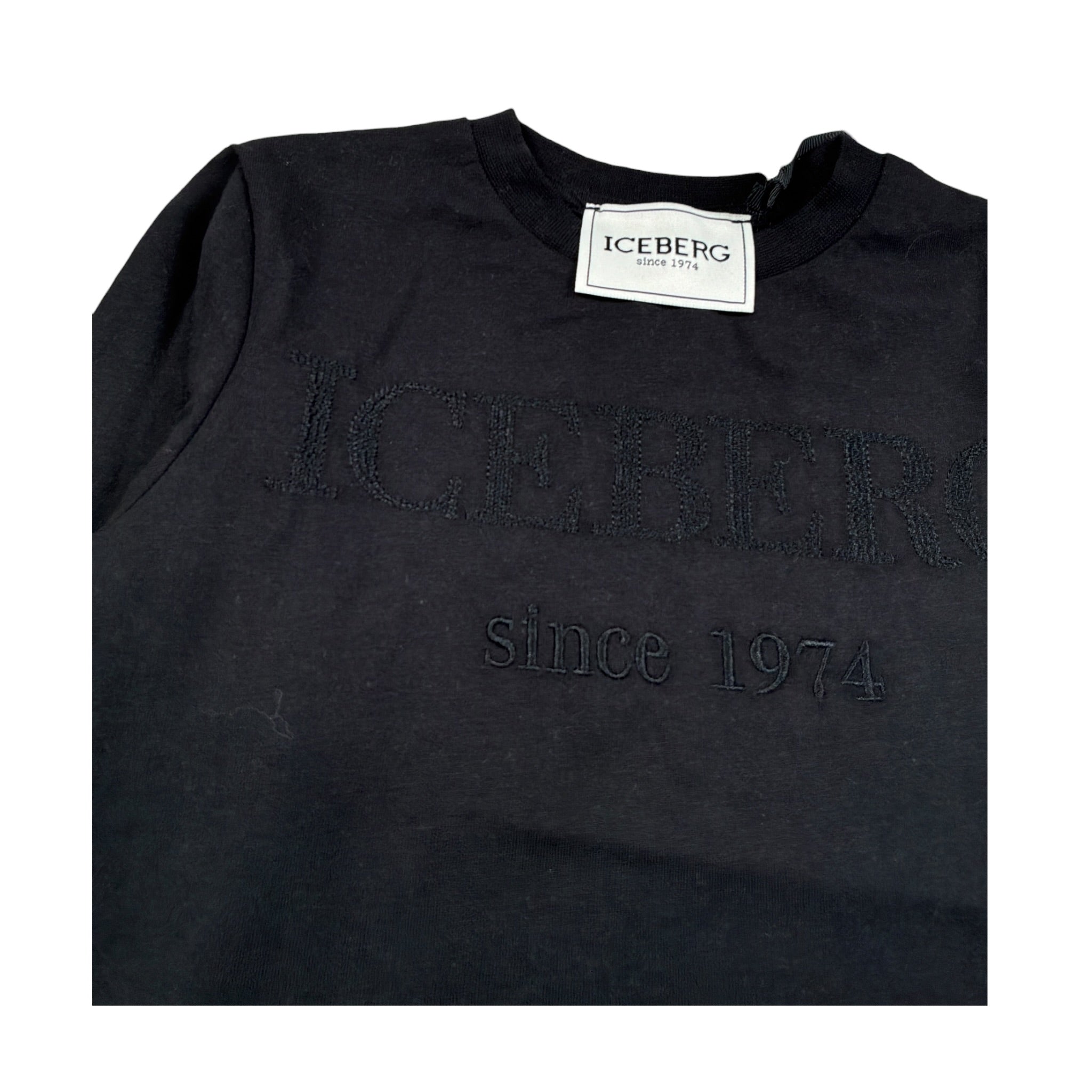 Iceberg Shirt Girocollo tinta unita con Logo Nero per Neonato TSICE6315B NERO ICEBERG 