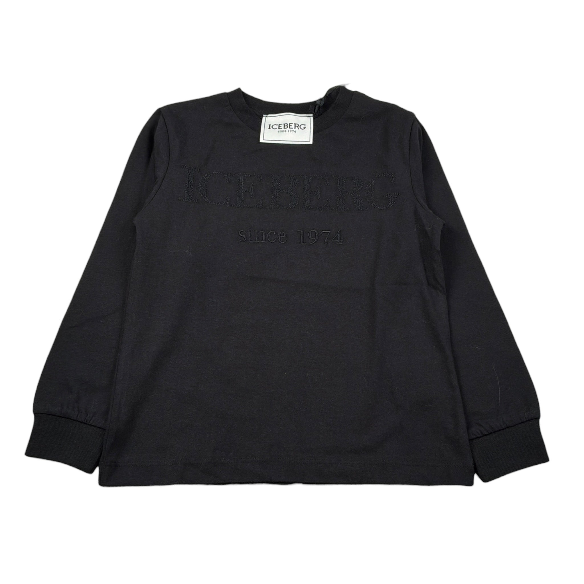 Iceberg Shirt Girocollo tinta unita con Logo Nero per Neonato TSICE6315B NERO ICEBERG 