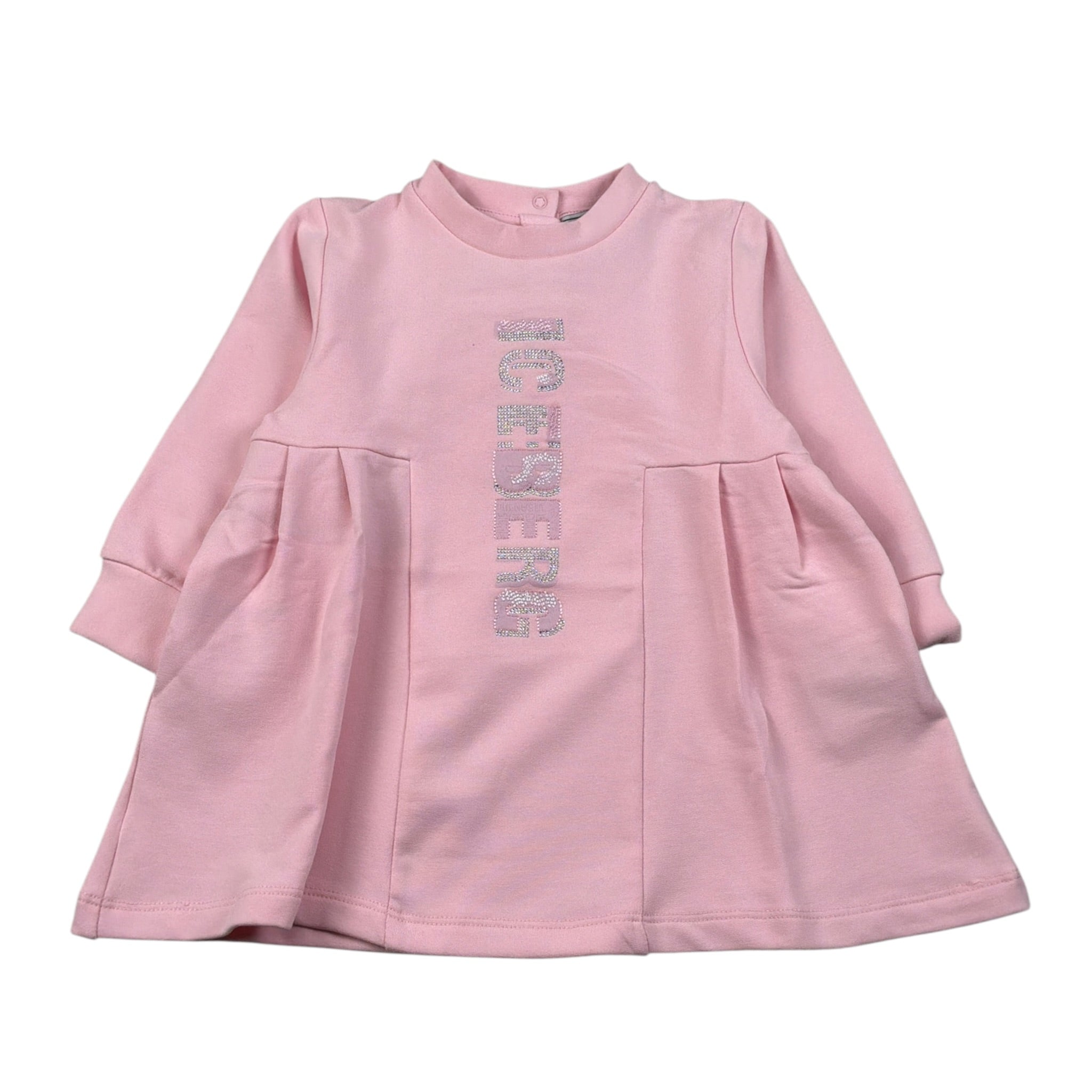 Iceberg Abito Manica Lunga Tinta Uita con Logo Rosa per Neonata VSICE6360BN ROSA ICEBERG 